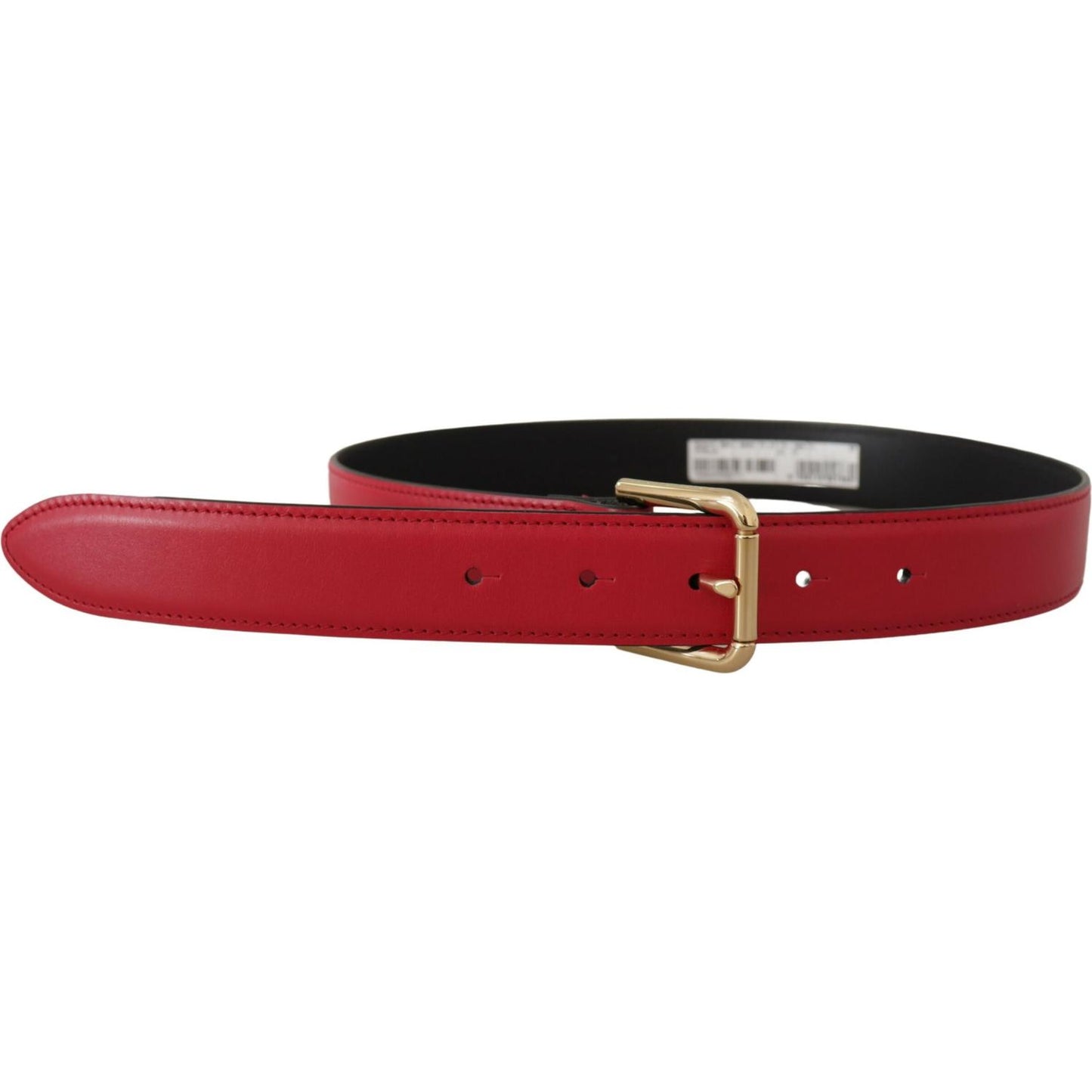 Dolce & Gabbana Elegant Red Leather Belt with Gold-Tone Buckle Dolce & Gabbana Brown