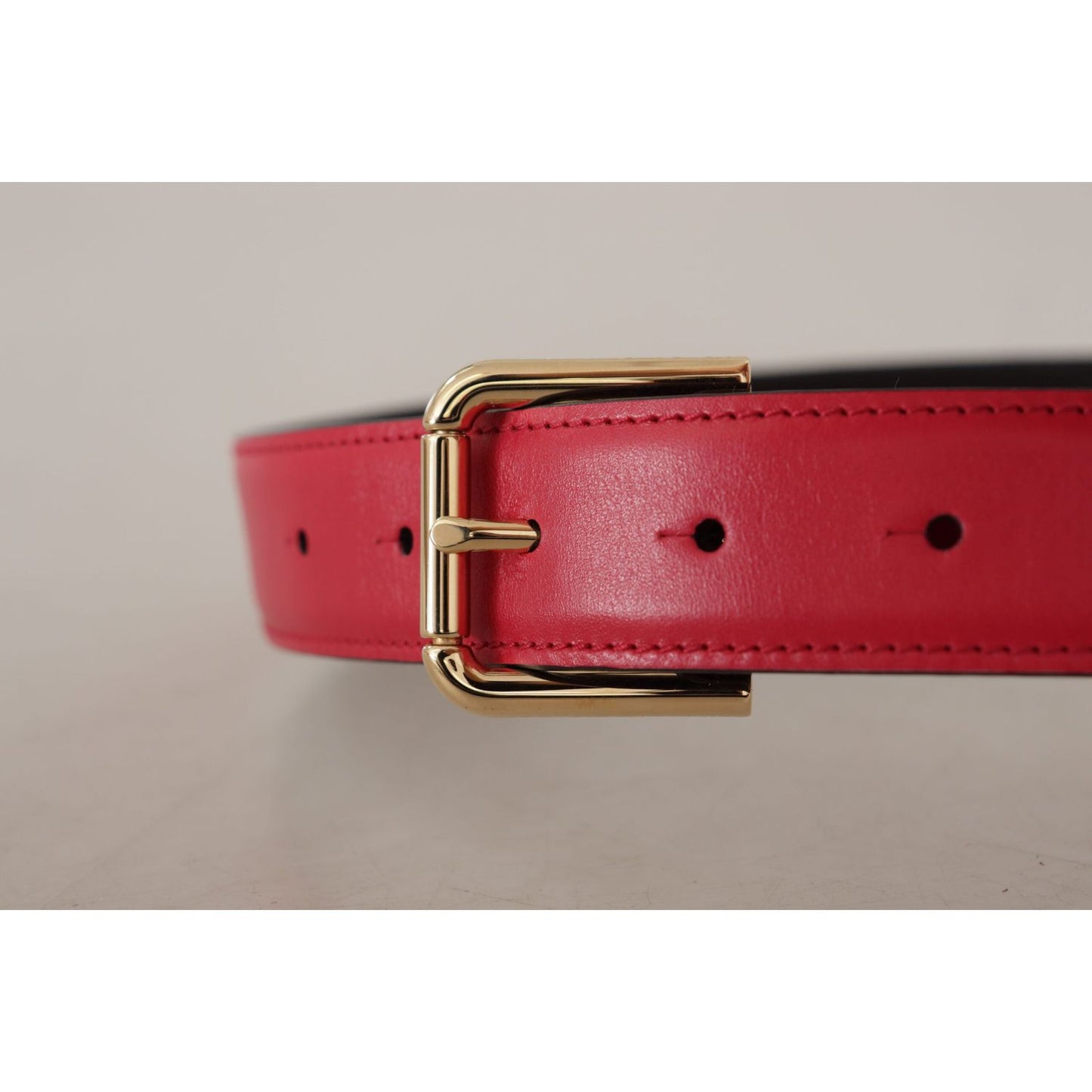 Dolce & Gabbana Elegant Red Leather Belt with Gold-Tone Buckle Dolce & Gabbana Dark Gray