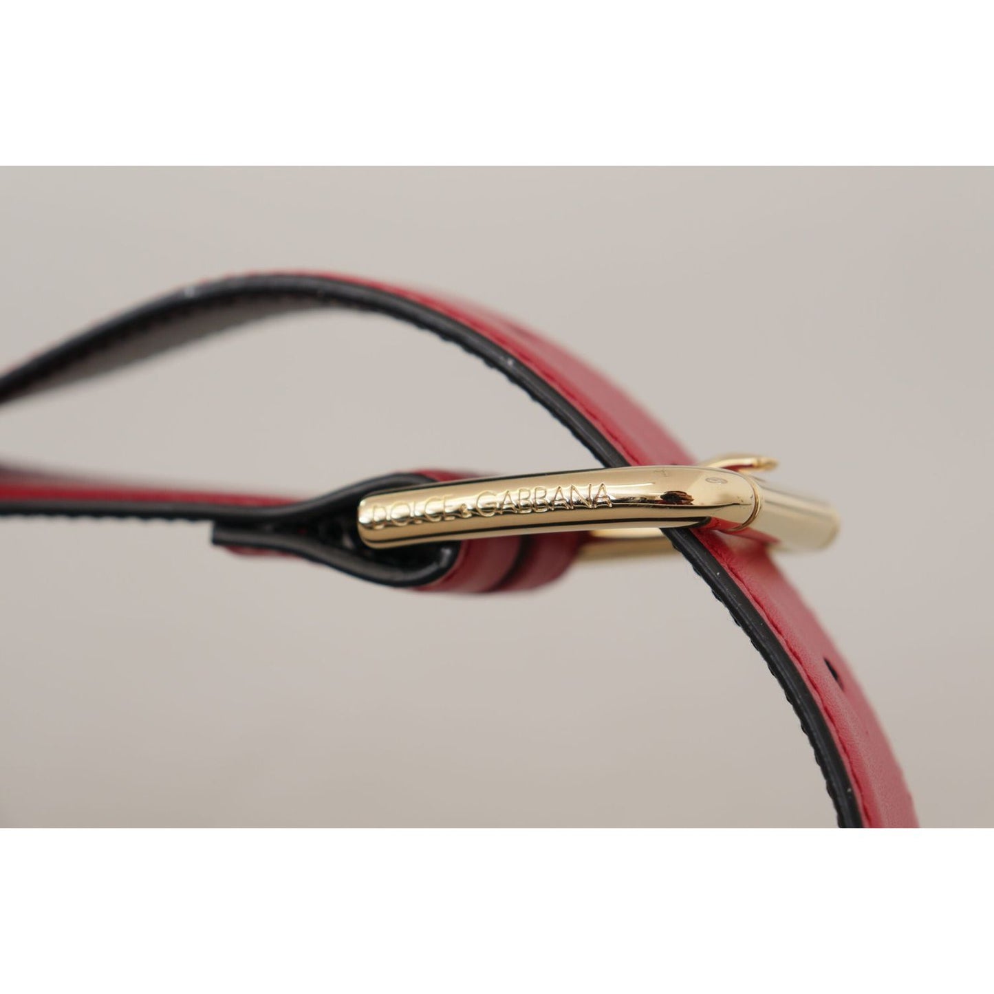 Dolce & Gabbana Elegant Red Leather Belt with Gold-Tone Buckle Dolce & Gabbana Gray