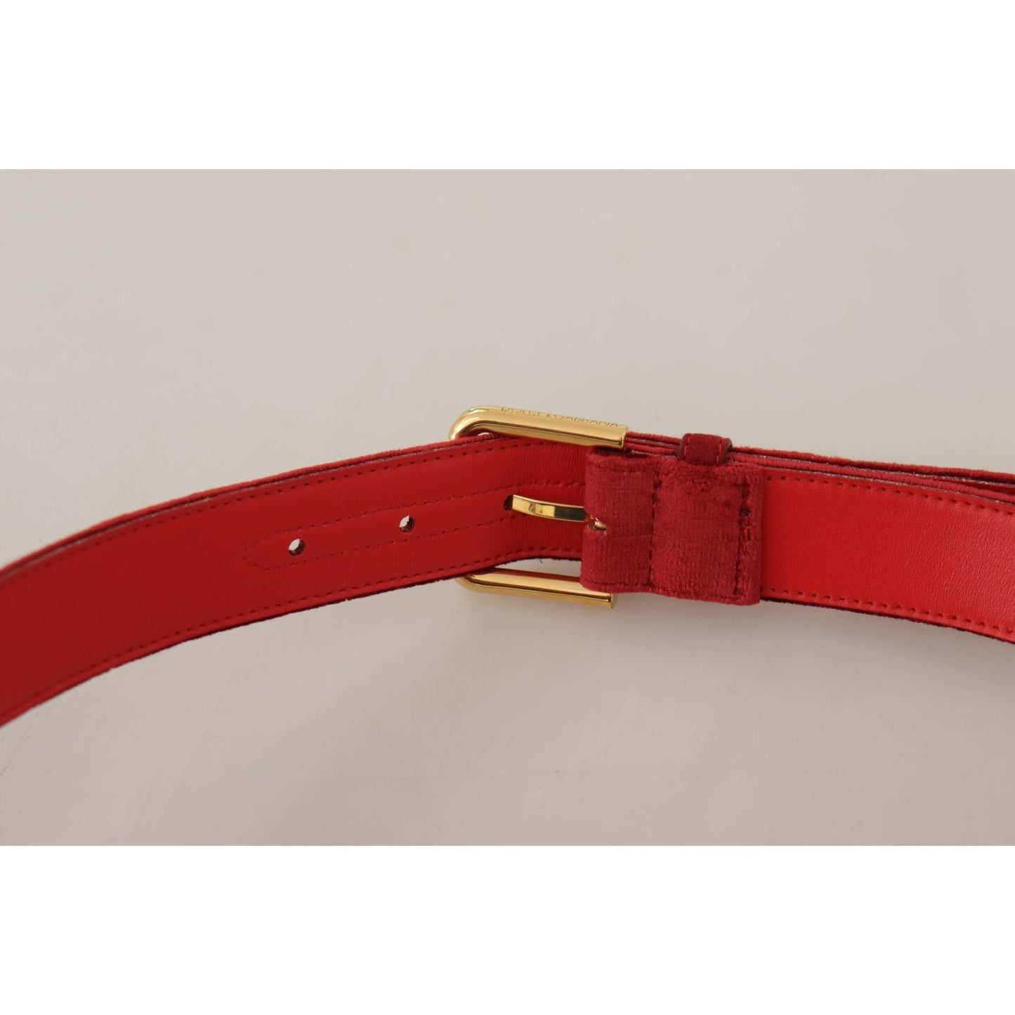 Dolce & Gabbana Elegant Red Suede Designer Belt Dolce & Gabbana Gray