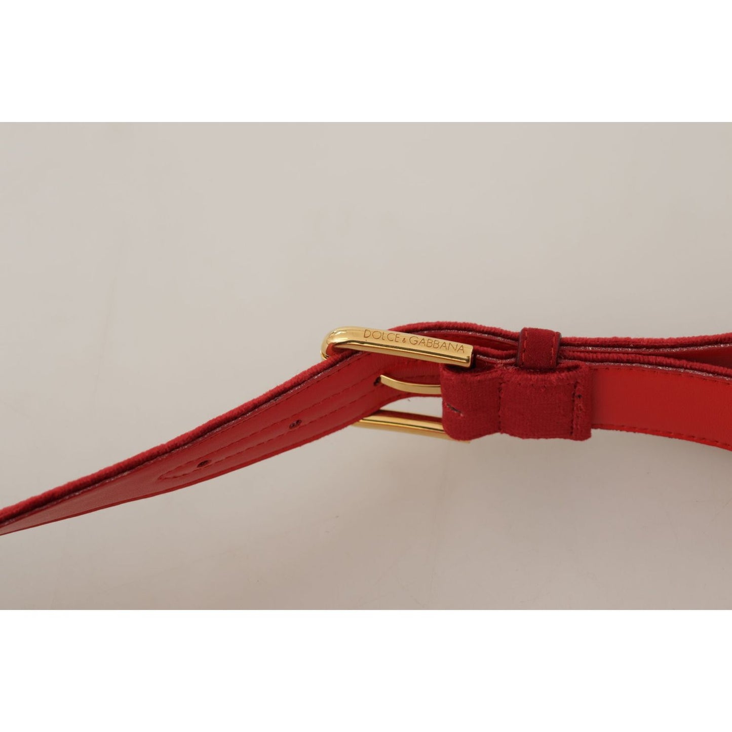 Dolce & Gabbana Elegant Red Suede Designer Belt Dolce & Gabbana Gray