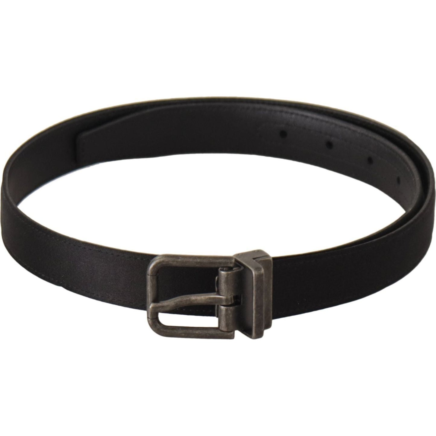 Dolce & Gabbana Elegant Black Leather Belt with Metal Buckle Dolce & Gabbana Dark Slate Gray