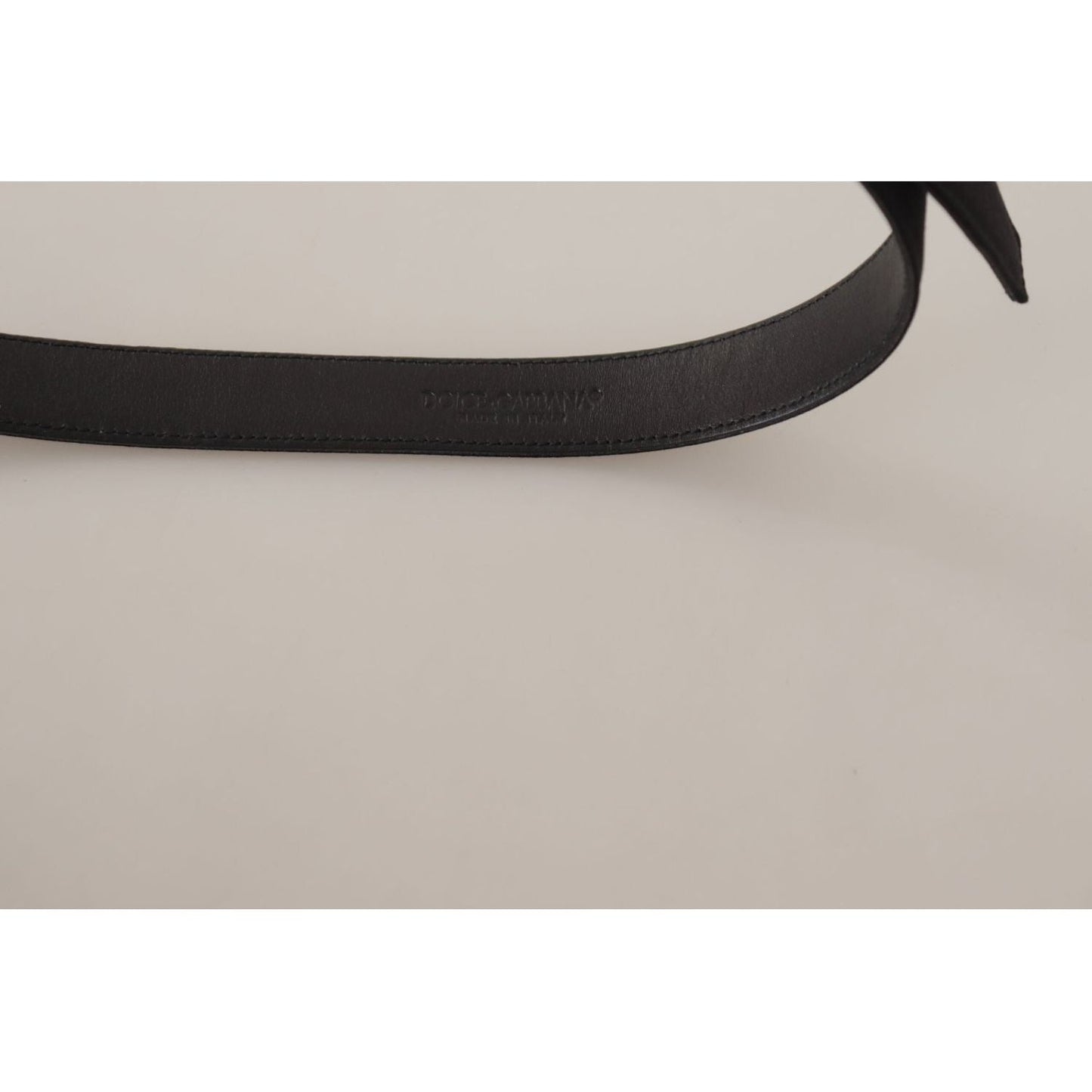Dolce & Gabbana Elegant Black Leather Belt with Metal Buckle Dolce & Gabbana Gray
