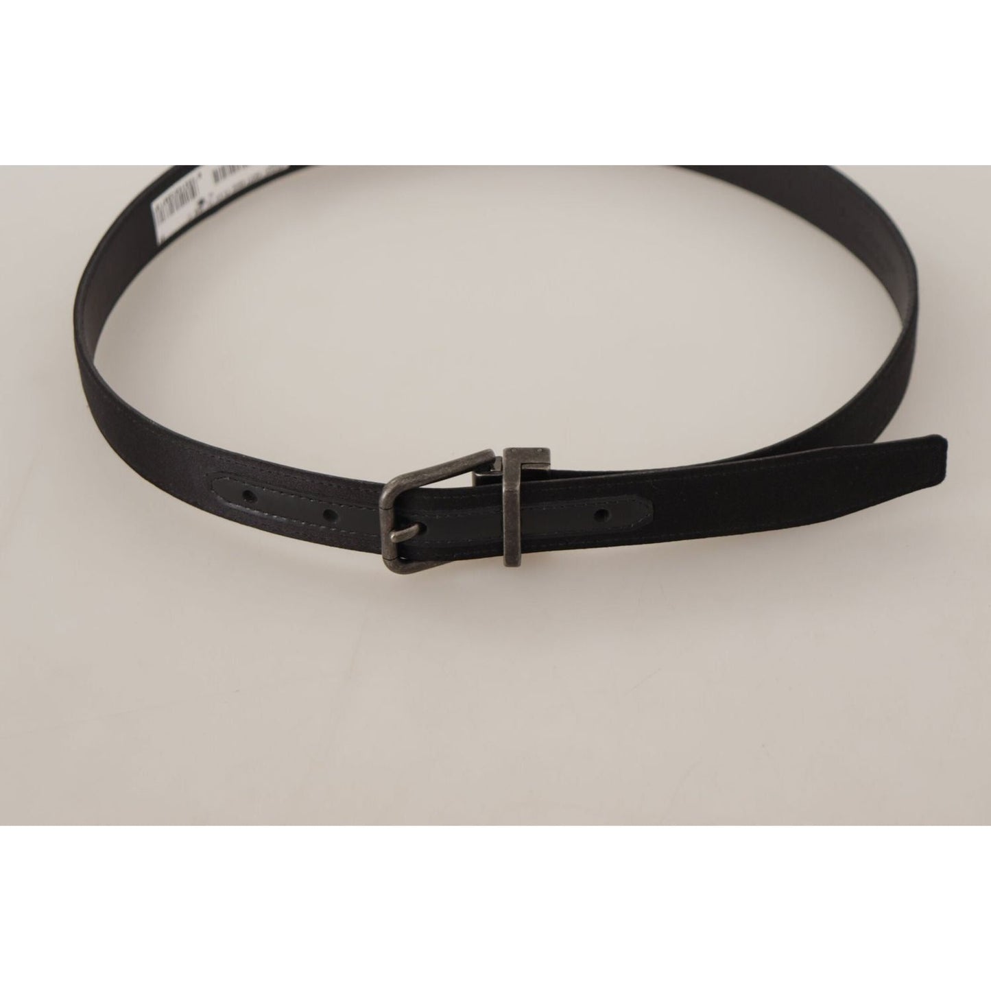 Dolce & Gabbana Elegant Black Leather Belt with Metal Buckle Dolce & Gabbana Gray