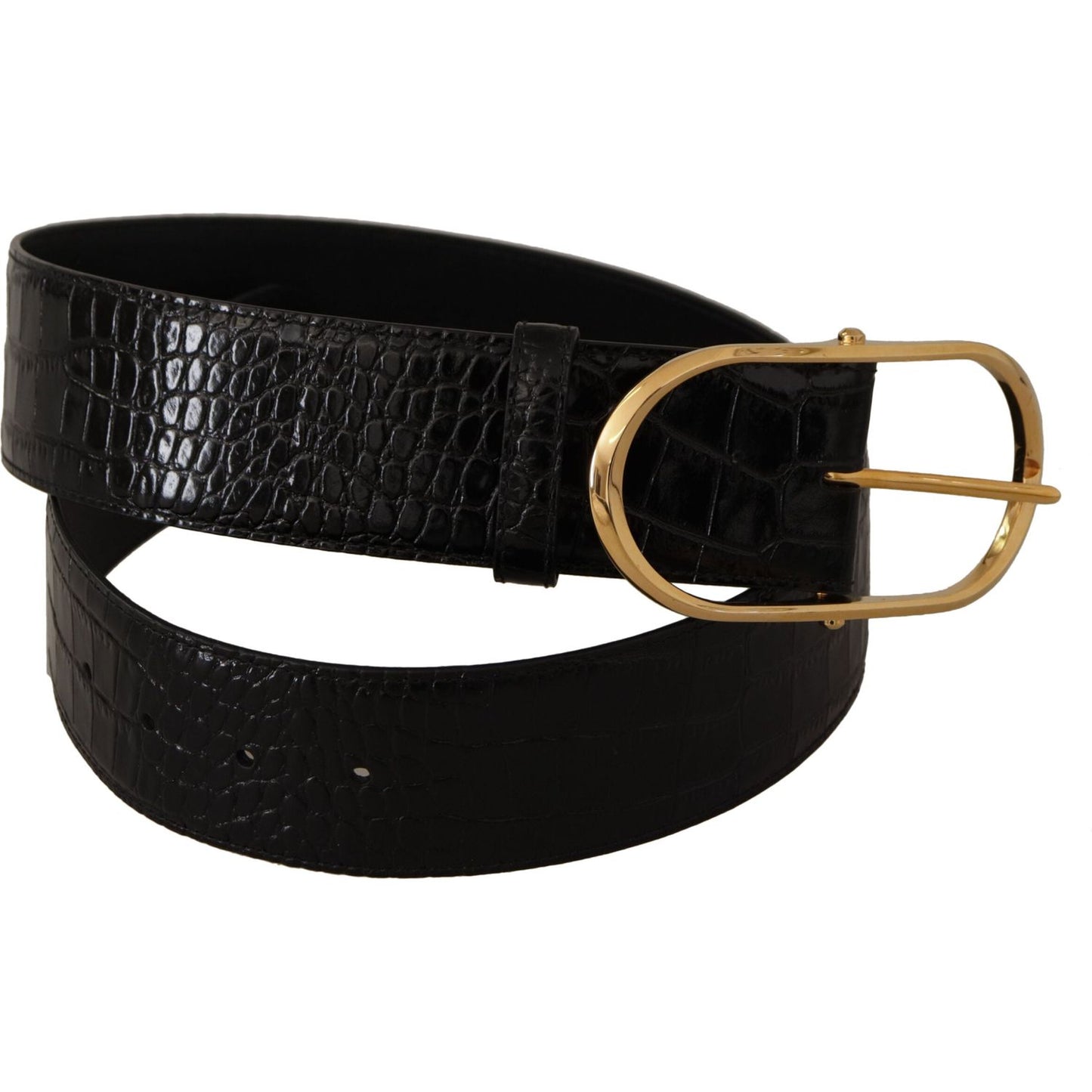 Dolce & Gabbana Chic Black Leather Logo Belt Dolce & Gabbana Black