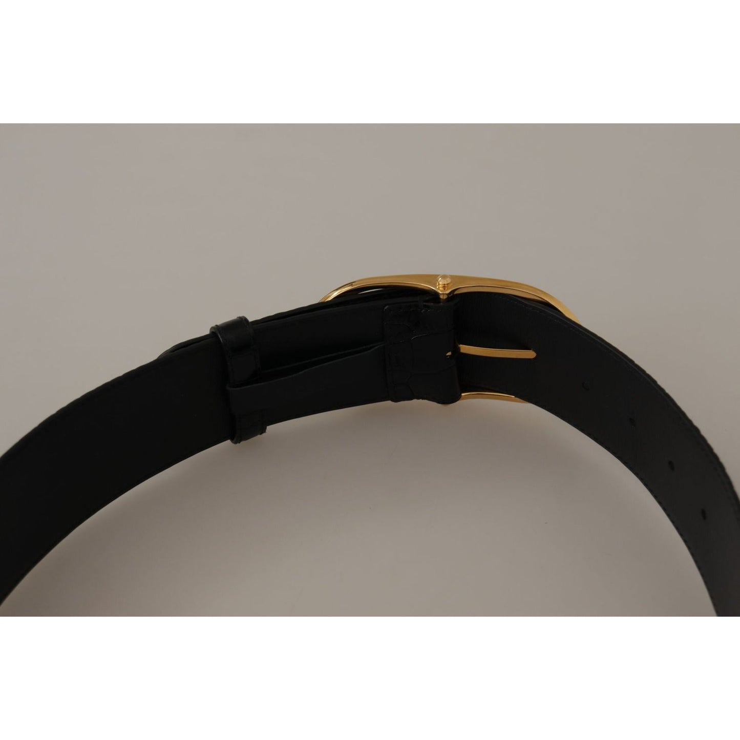 Dolce & Gabbana Chic Black Leather Logo Belt Dolce & Gabbana Rosy Brown