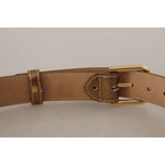 Dolce & Gabbana Elegant Bronze Leather Belt with Logo Buckle Dolce & Gabbana Dark Gray