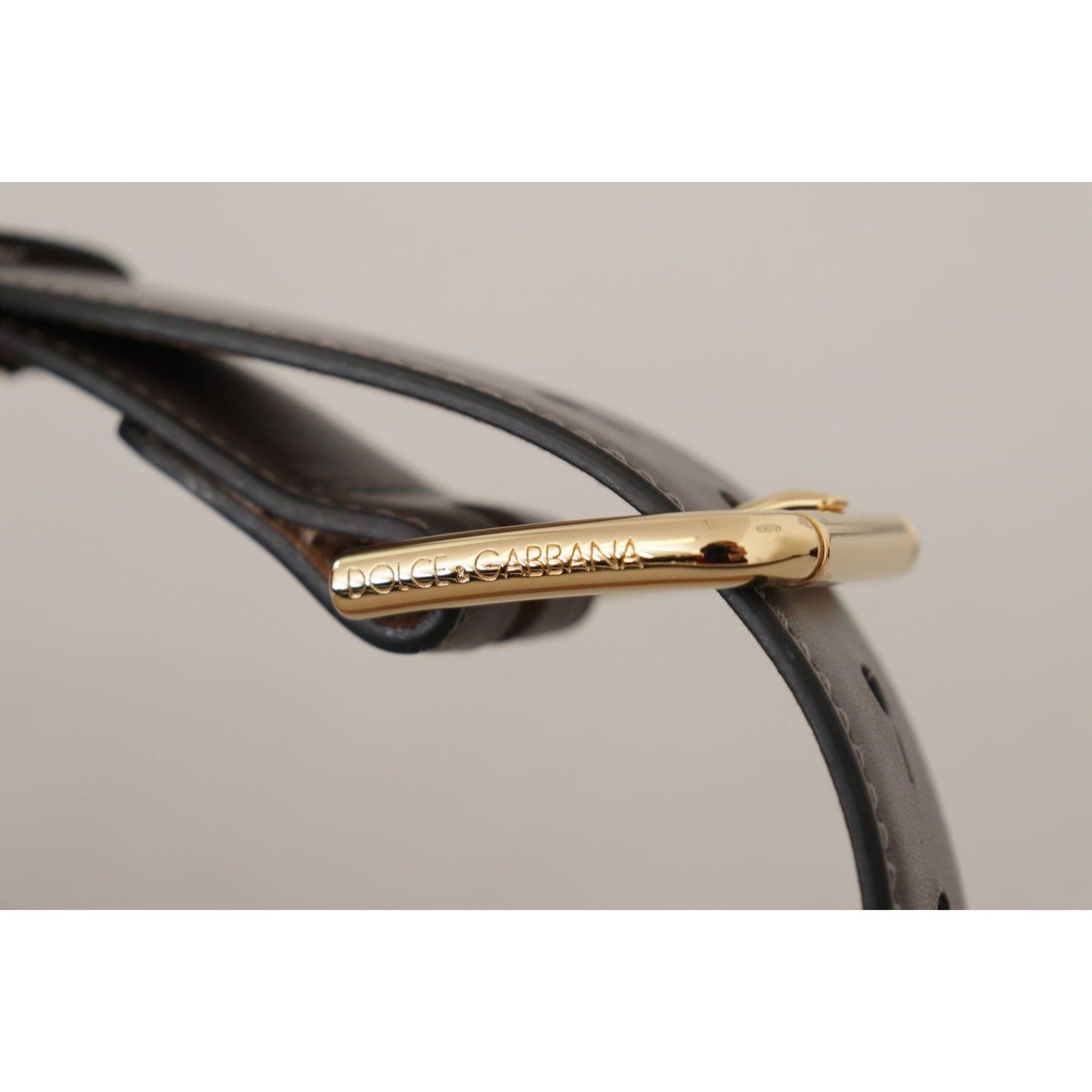 Dolce & Gabbana Elegant Engraved Buckle Leather Belt Dolce & Gabbana Gray