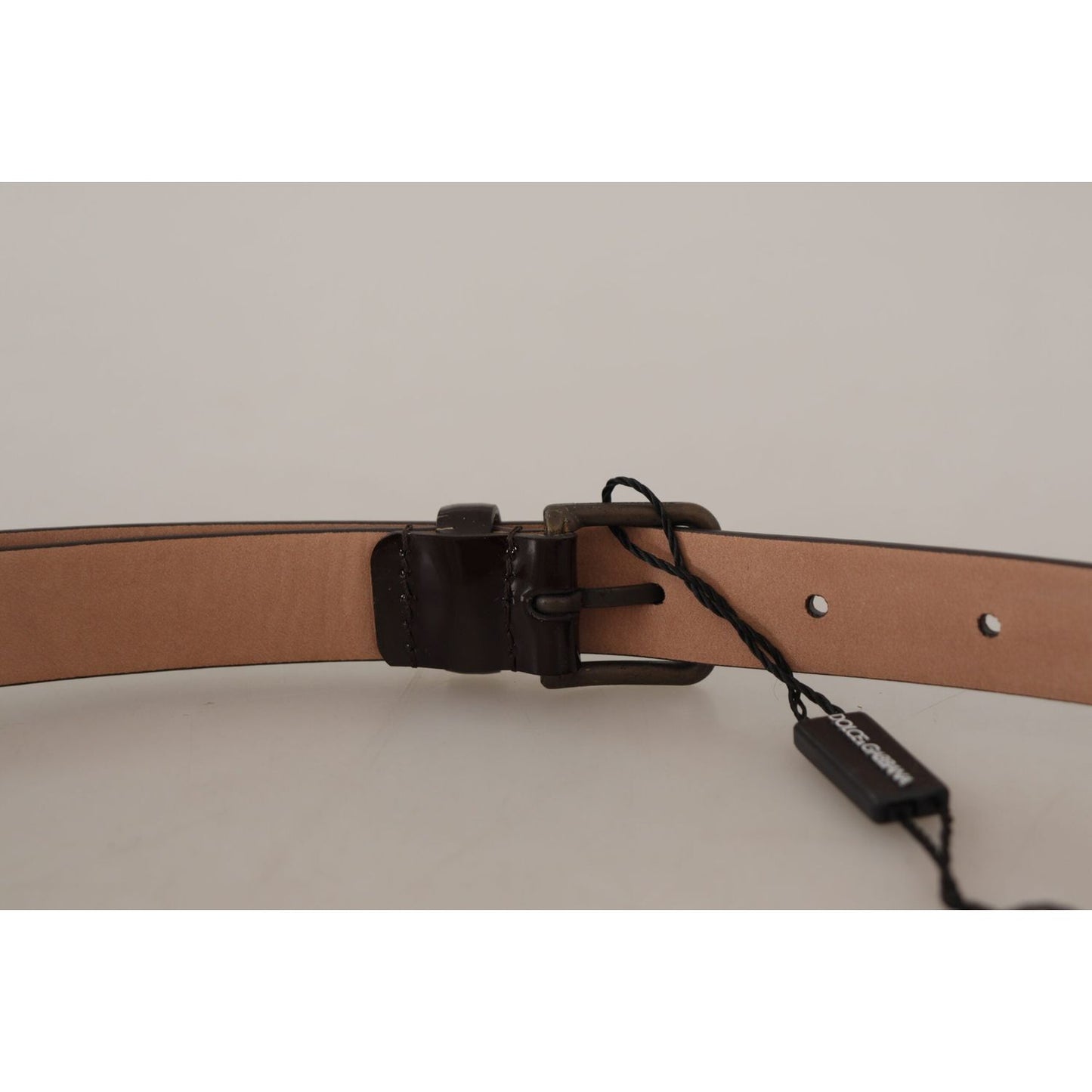 Dolce & Gabbana Elegant Black Leather Logo Buckle Belt Dolce & Gabbana Dark Gray