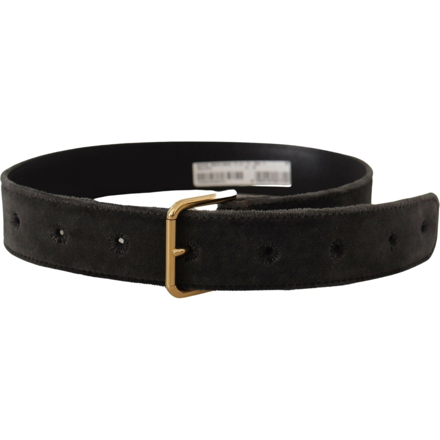Dolce & Gabbana Brown Velvet Gold Tone Logo Metal Waist Buckle Belt