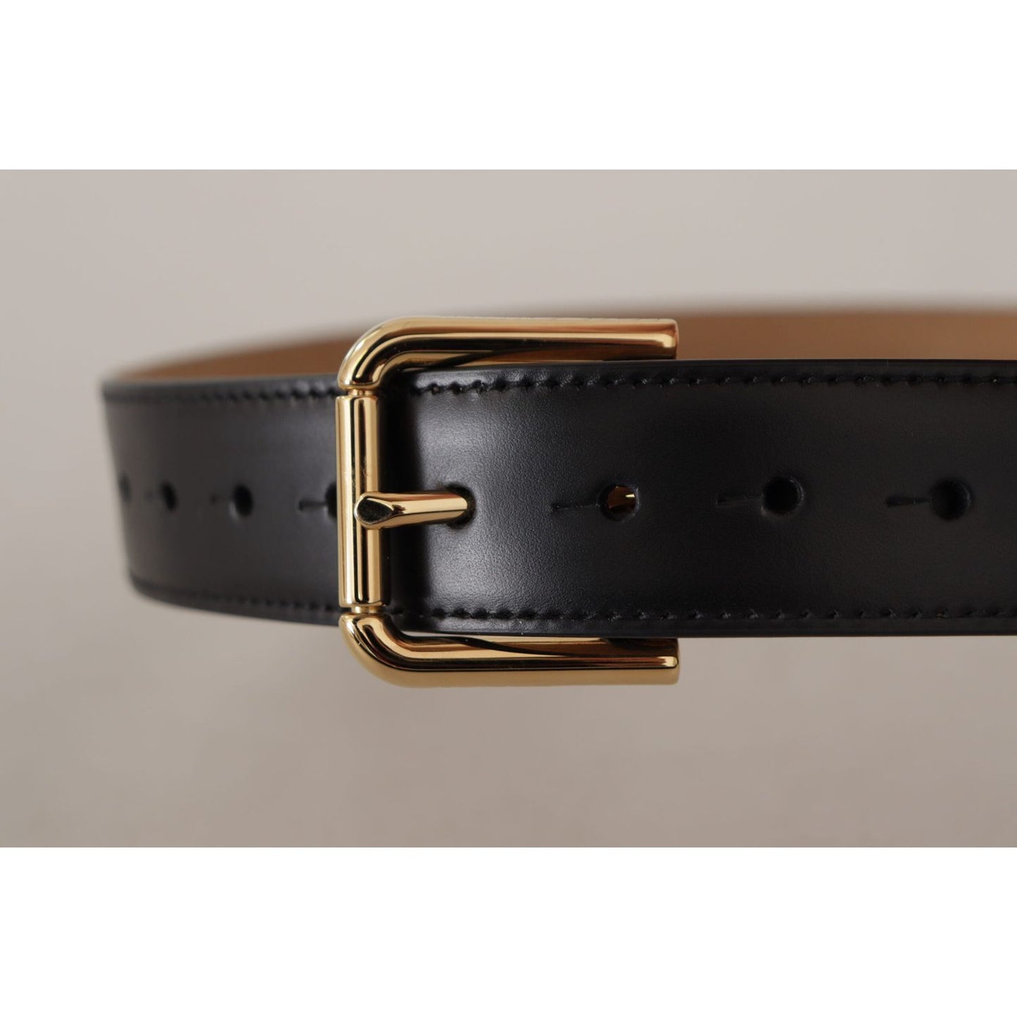 Dolce & Gabbana Elegant Leather Belt with Logo Buckle Dolce & Gabbana Dark Gray