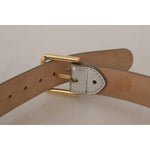 Dolce & Gabbana Silver Leather Gold Tone Logo Metal Waist Buckle Belt wmb167 - 65