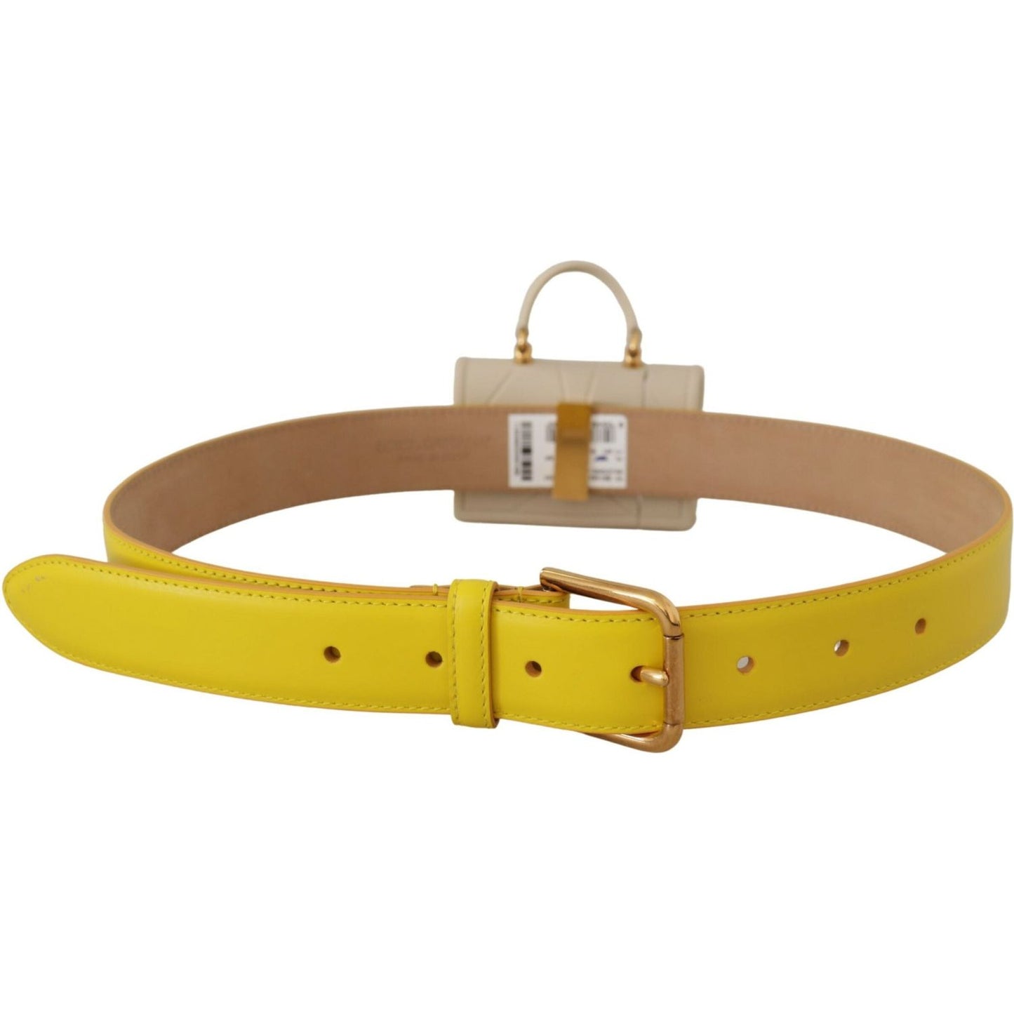 Dolce & Gabbana Chic Yellow Leather Belt with Headphone Case Dolce & Gabbana Goldenrod