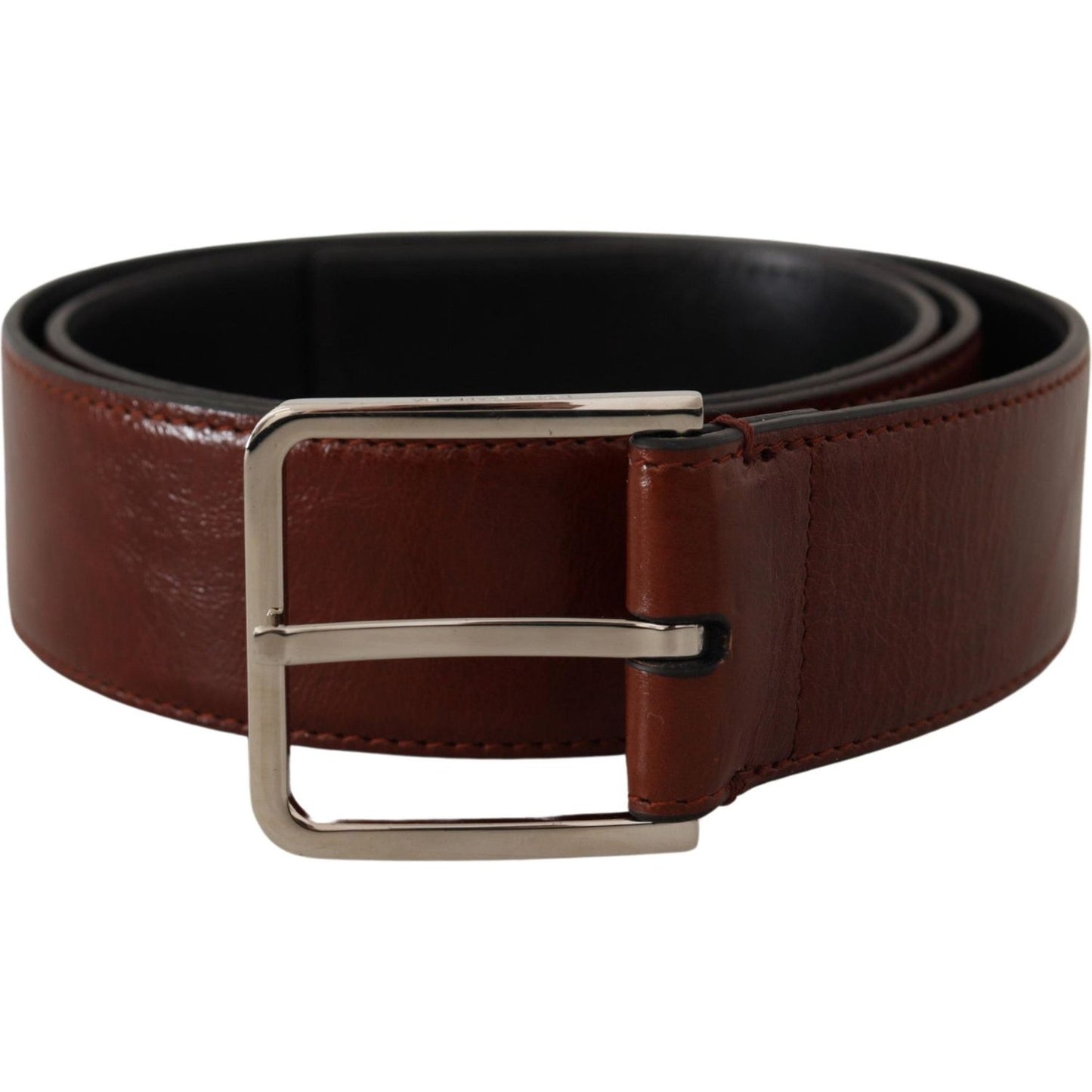 Dolce & Gabbana Elegant Leather Belt with Engraved Buckle Dolce & Gabbana Black