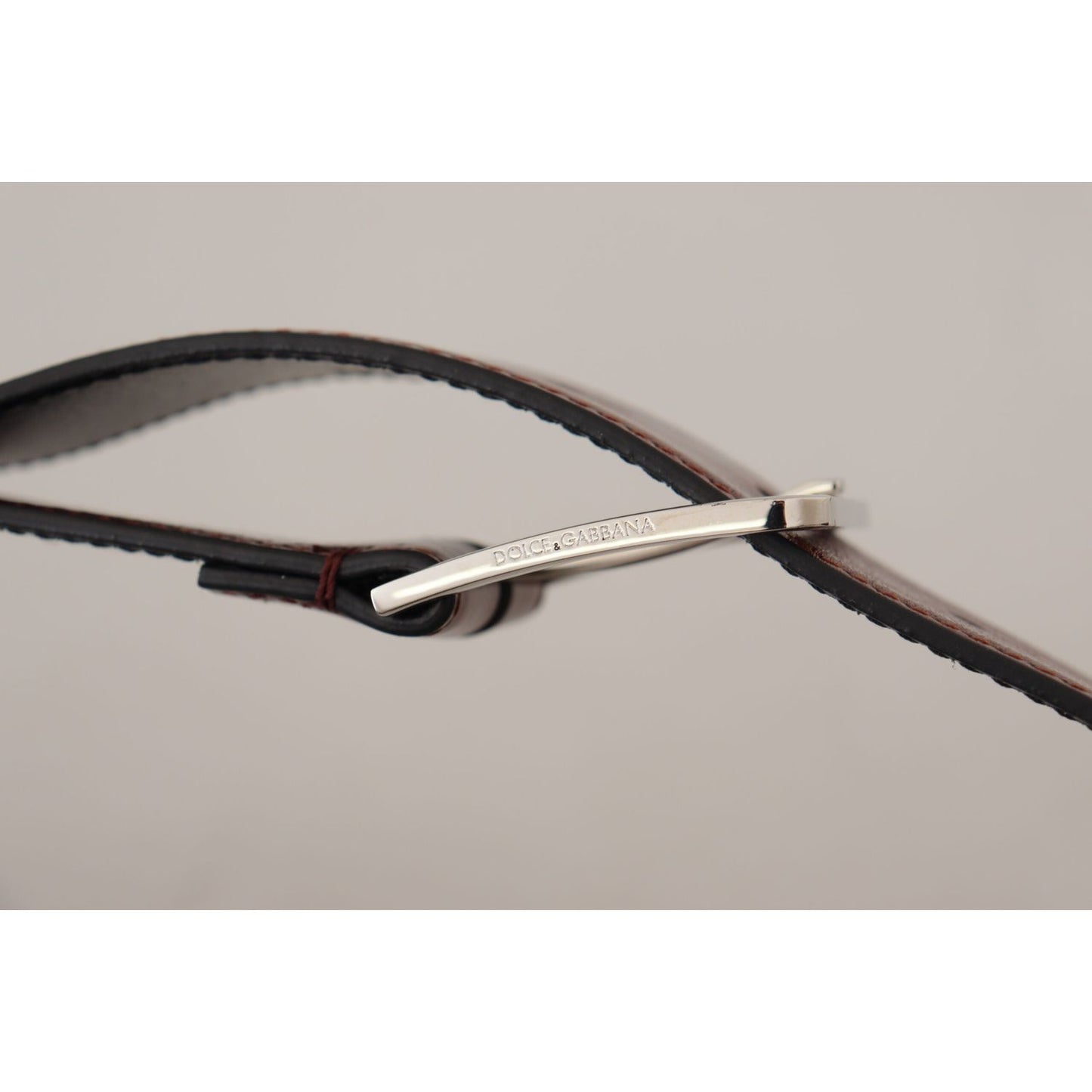 Dolce & Gabbana Elegant Leather Belt with Engraved Buckle Dolce & Gabbana Gray