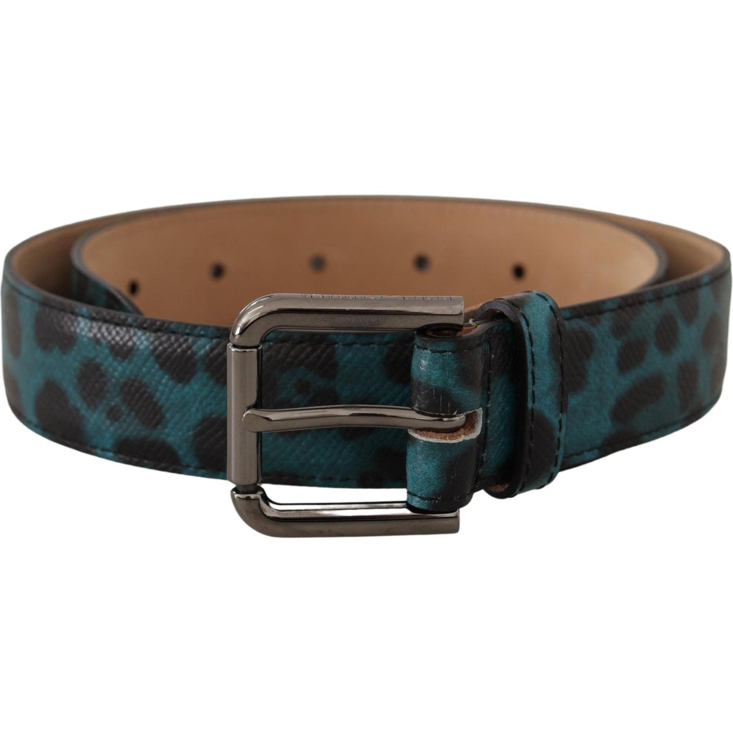 Dolce & Gabbana Engraved Logo Leather Belt in Blue Green Dolce & Gabbana Dark Slate Gray