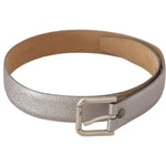 Dolce & Gabbana Elegant Silver Leather Belt with Engraved Buckle Dolce & Gabbana Rosy Brown