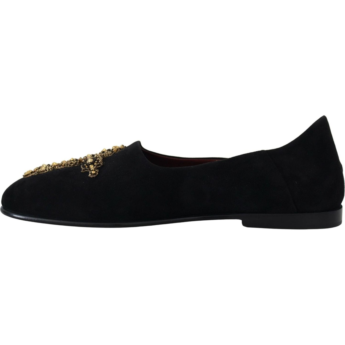 Dolce & Gabbana Black Gold Crystal Sequined Loafers Dolce & Gabbana Black
