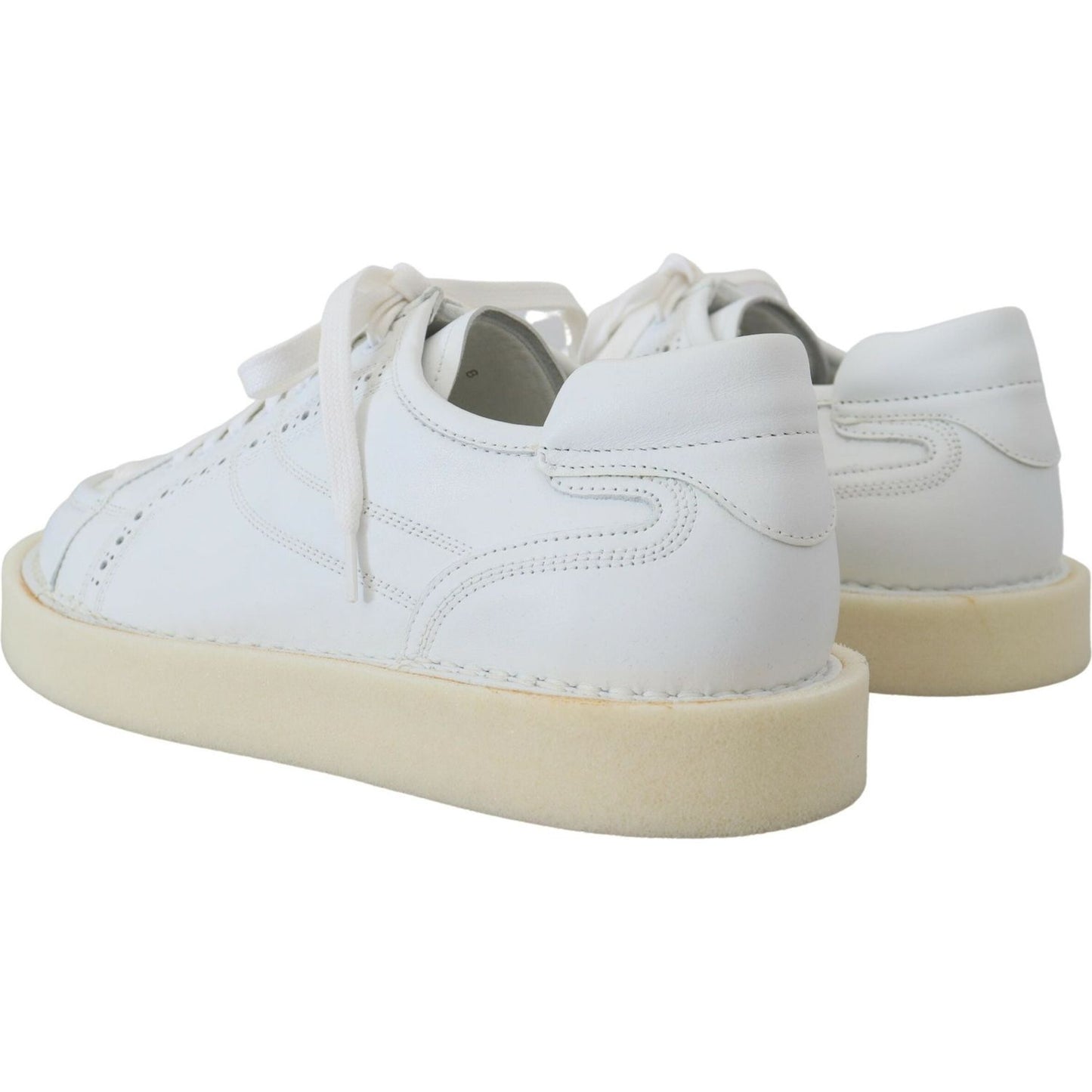 Dolce & Gabbana White Leather Low Top Oxford Sneakers Casual Shoes