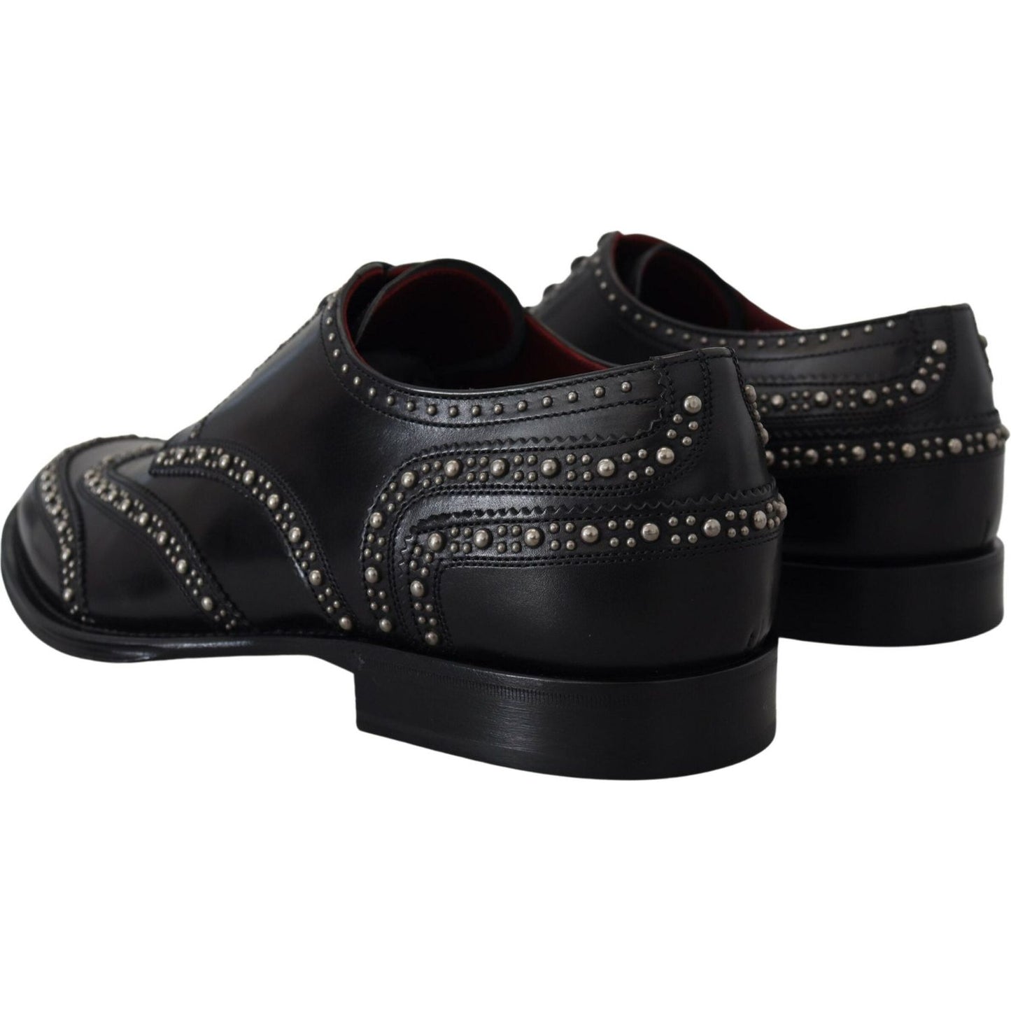 Dolce & Gabbana Elegant Studded Black Derby Shoes Dolce & Gabbana Black