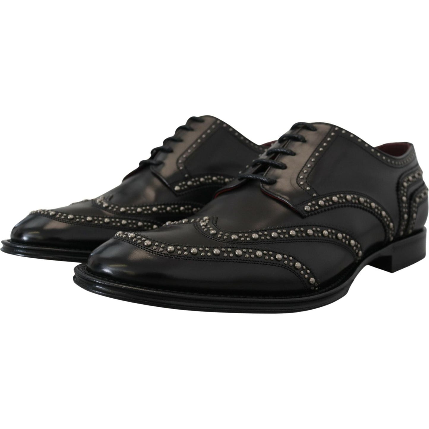 Dolce & Gabbana Elegant Studded Black Derby Shoes Dolce & Gabbana Dark Slate Gray
