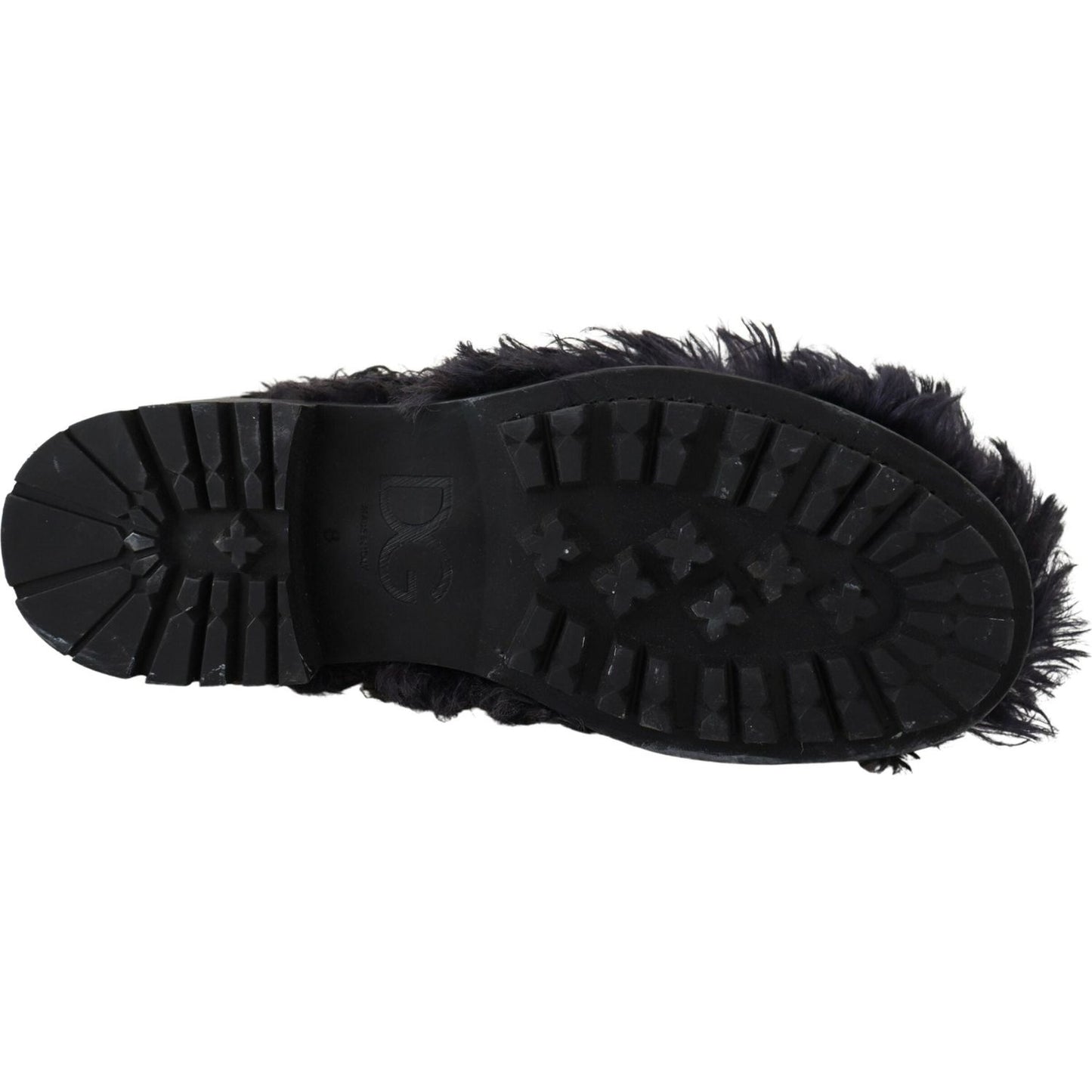 Dolce & Gabbana Black Leather Shearling Ankle Boots Dolce & Gabbana Black