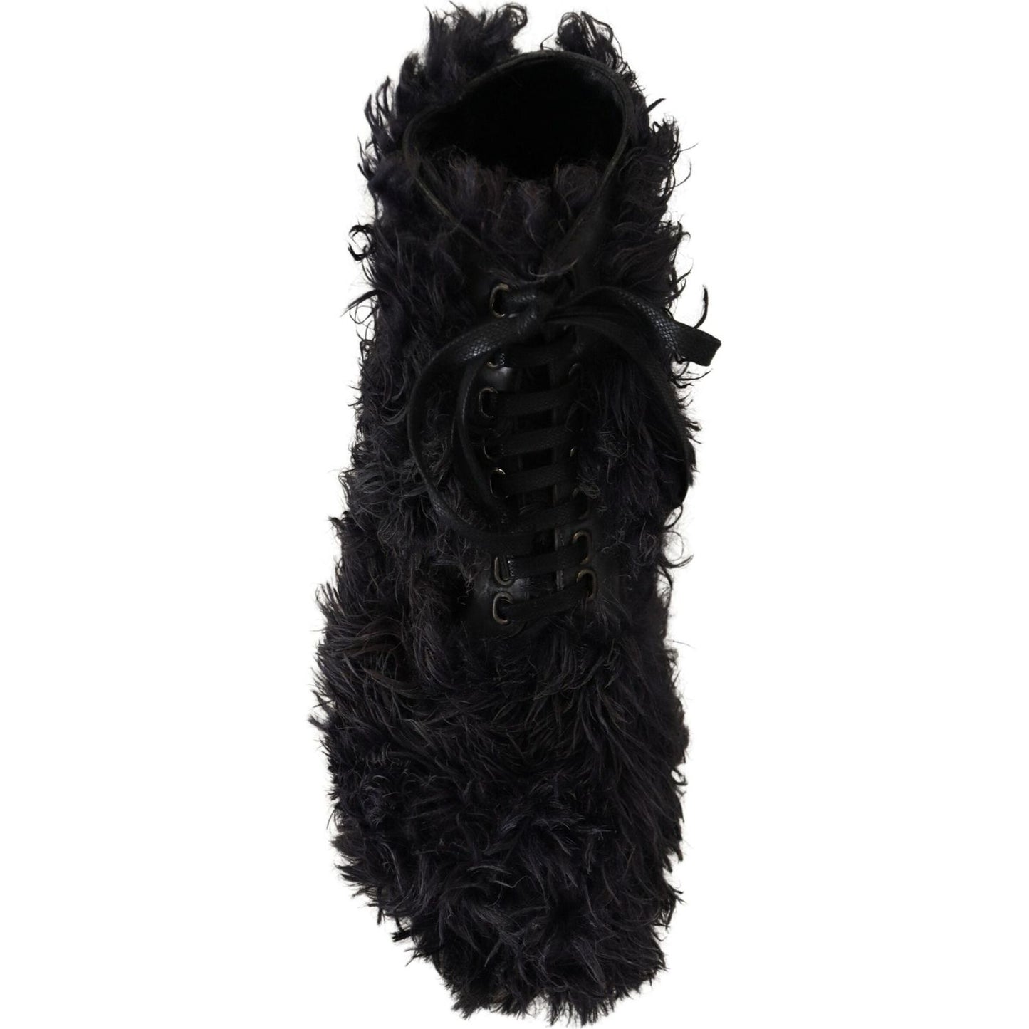 Dolce & Gabbana Black Leather Shearling Ankle Boots Dolce & Gabbana Black