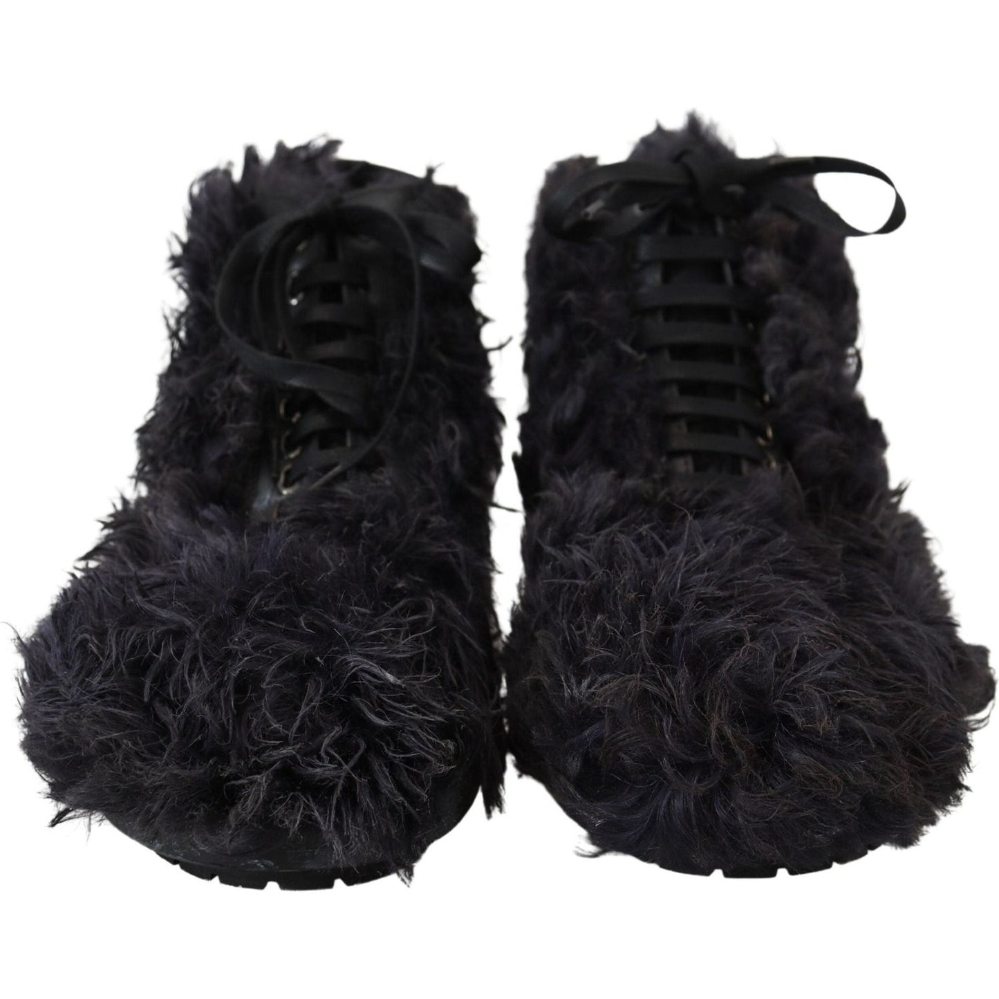 Dolce & Gabbana Black Leather Shearling Ankle Boots Dolce & Gabbana Black