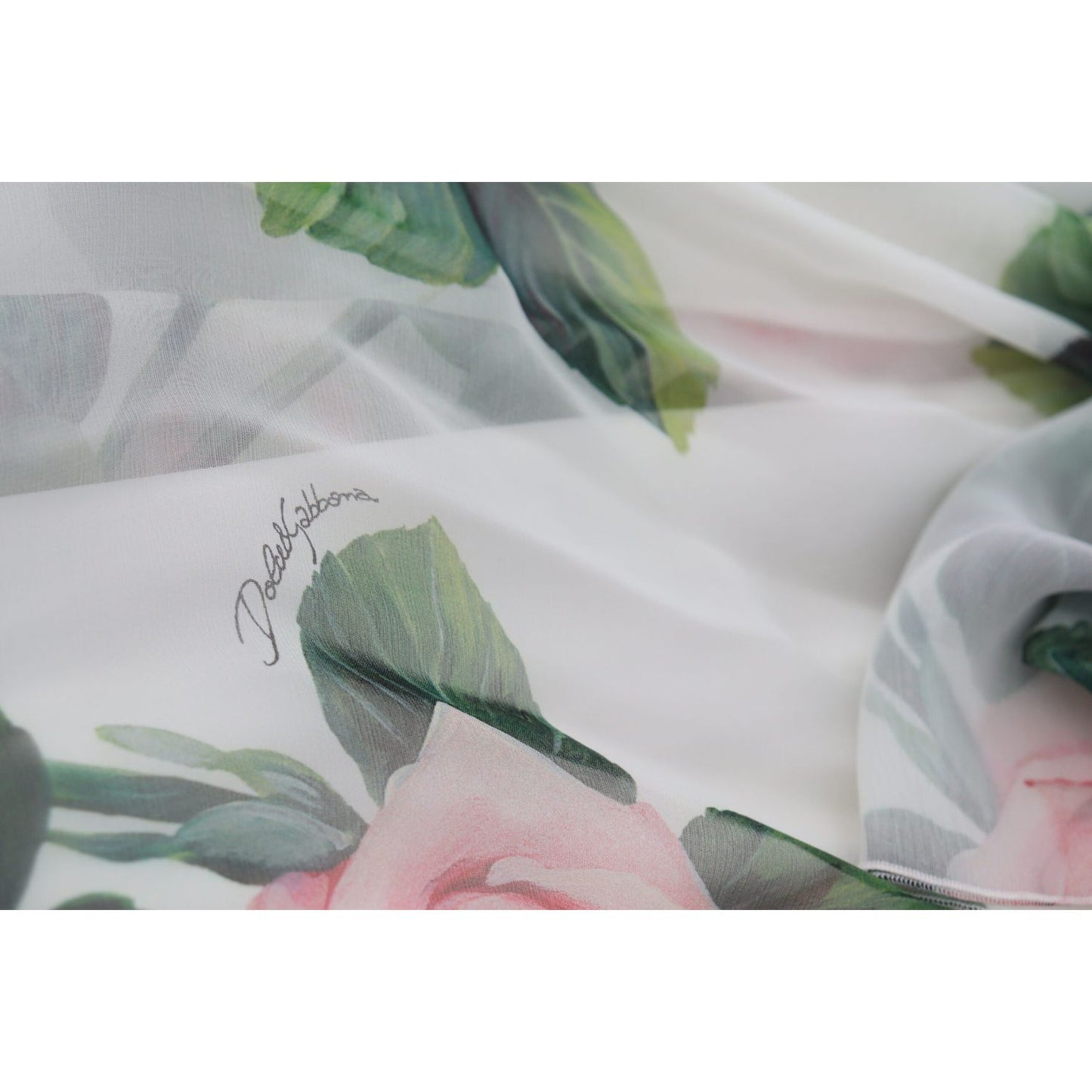 Dolce & Gabbana Elegant White Silk Maxi Dress with Rose Print Dolce & Gabbana Gray