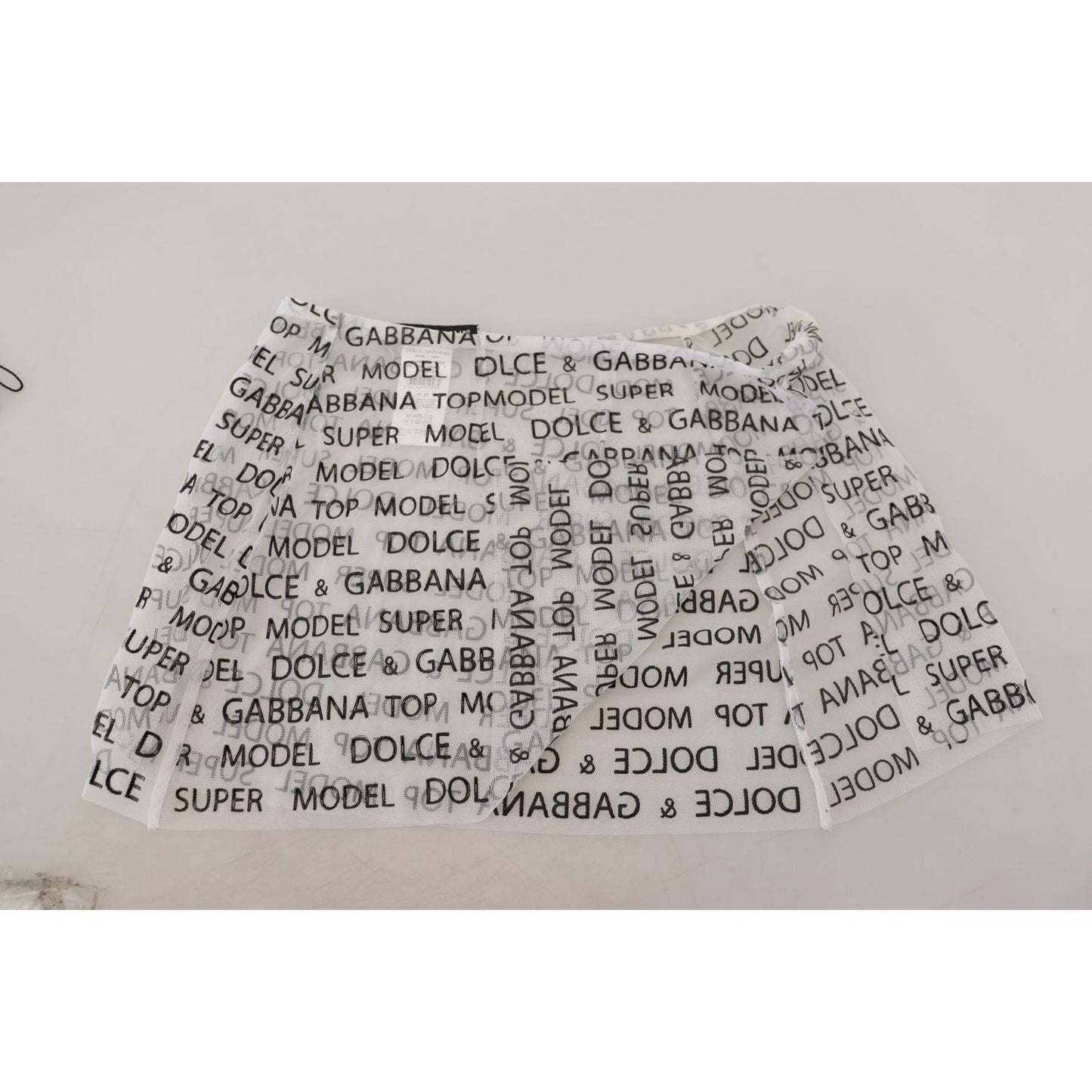 Dolce & Gabbana Elegant White Logo Print Mini Skirt Dolce & Gabbana Gray