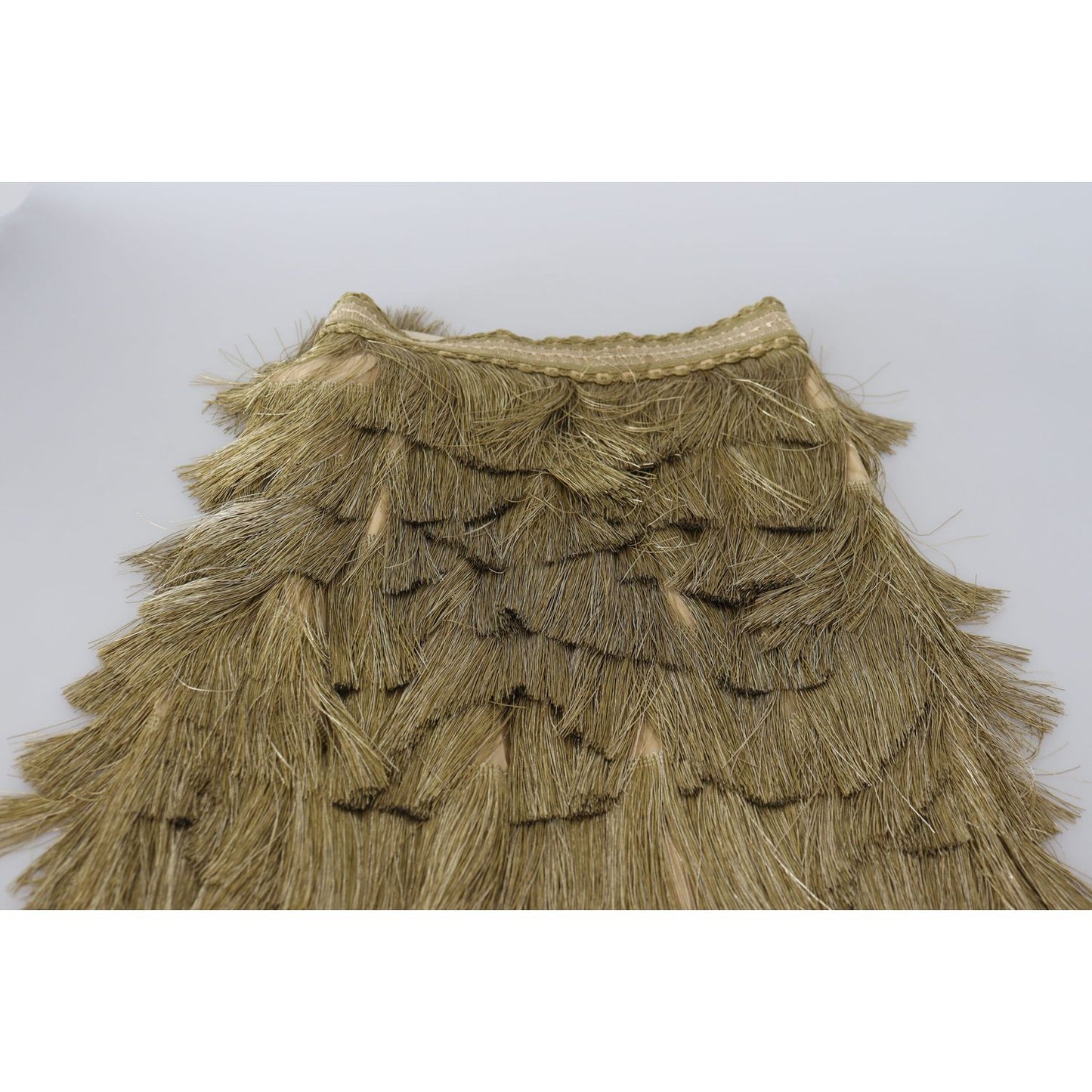 Dolce & Gabbana Golden High Waist Tiered Midi Skirt Dolce & Gabbana Dim Gray