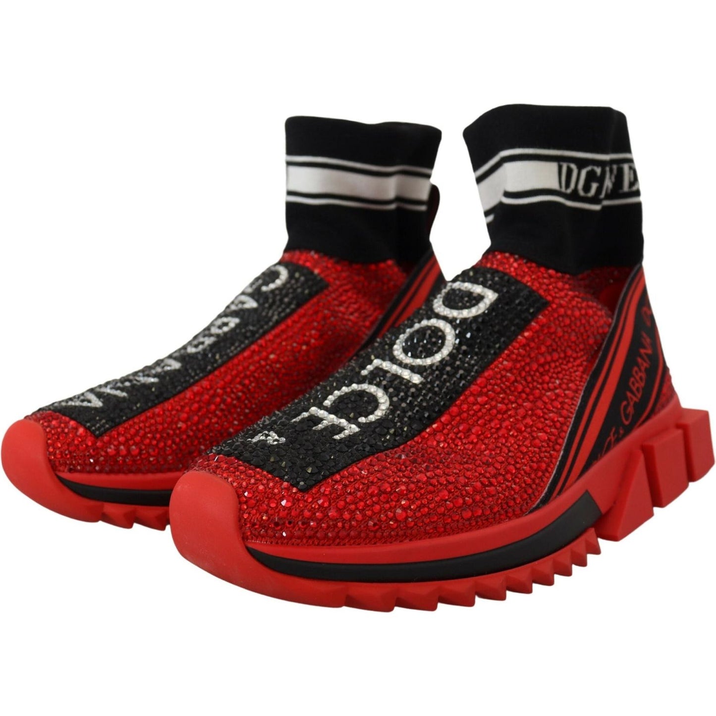 Dolce & Gabbana Exquisite Red Sorrento Slip-On Sneakers Dolce & Gabbana Black