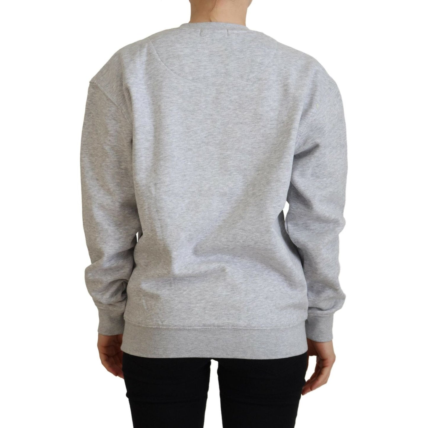 Philippe Model Elegant Gray Printed Cotton Sweater Philippe Model Dark Gray