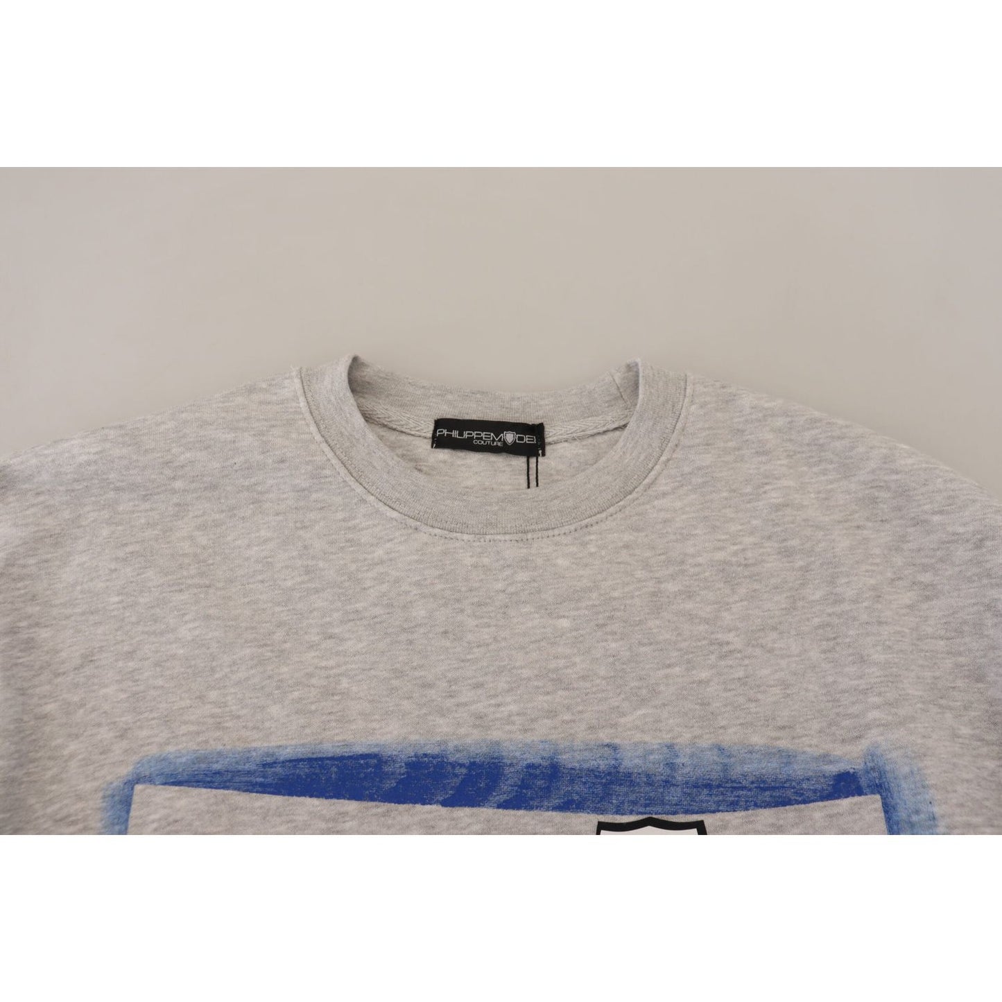 Philippe Model Elegant Gray Printed Cotton Sweater Philippe Model Dark Gray