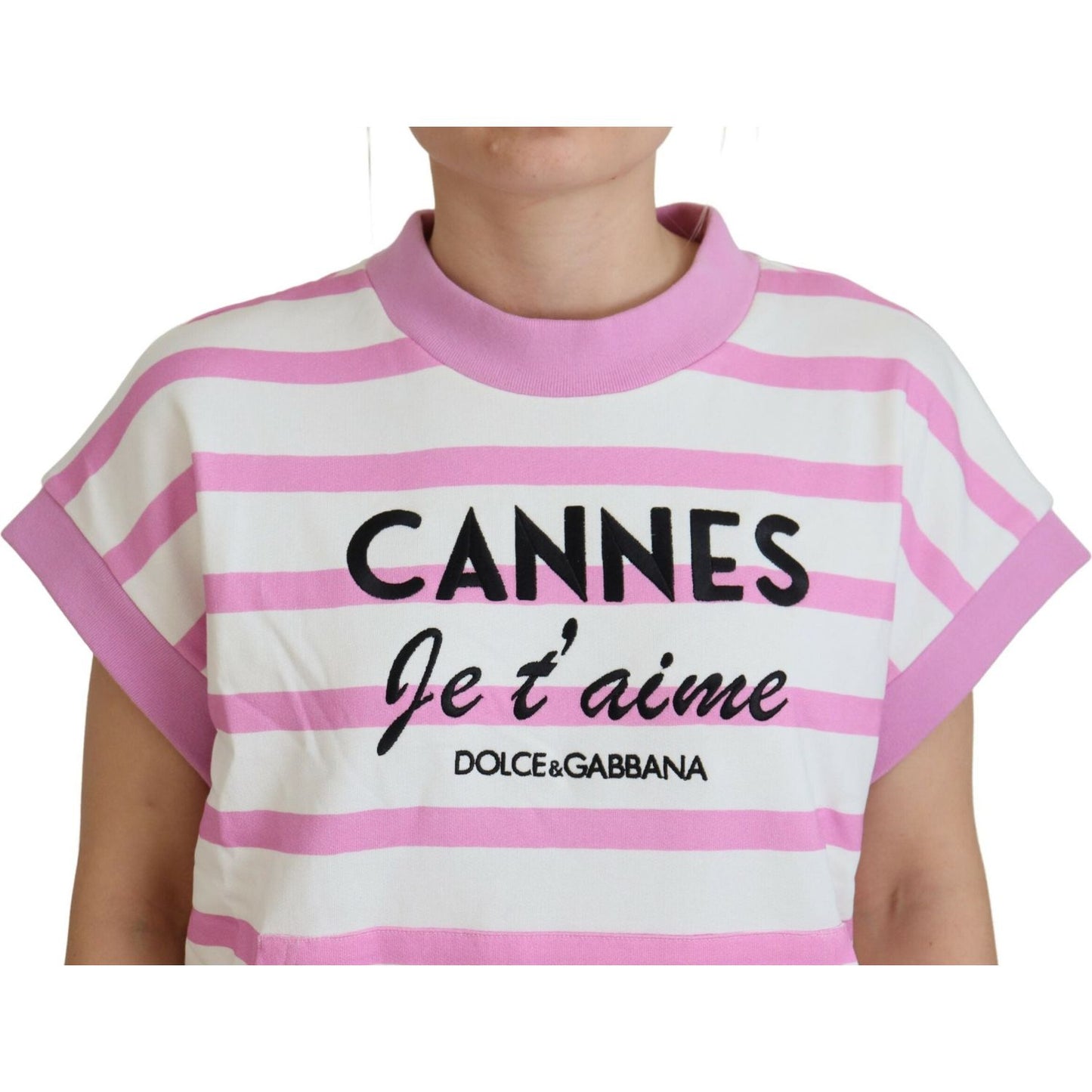 Dolce & Gabbana Exclusive Striped Cotton Crew Neck Tee Dolce & Gabbana Thistle
