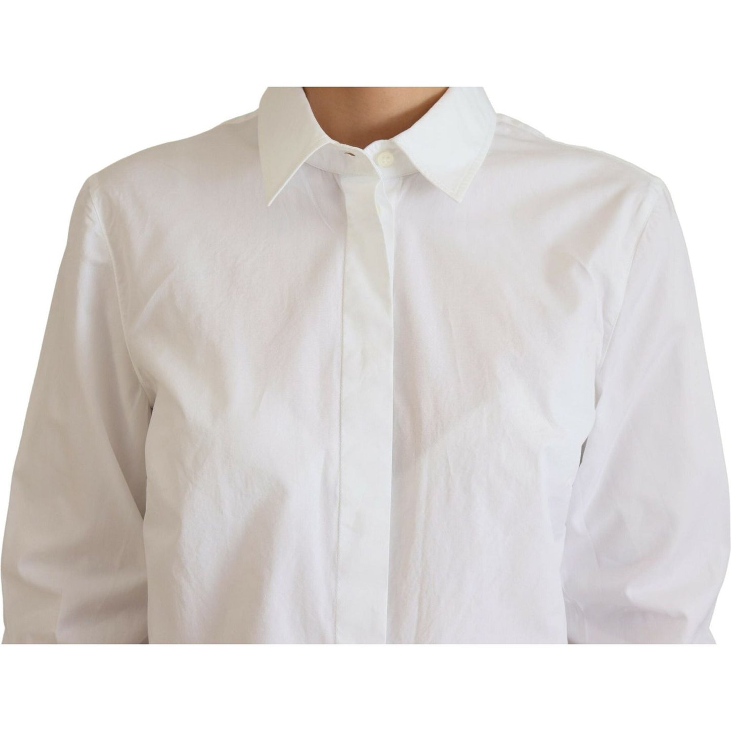 Dolce & Gabbana Elegant White Cotton Button-Up Top Dolce & Gabbana Light Gray