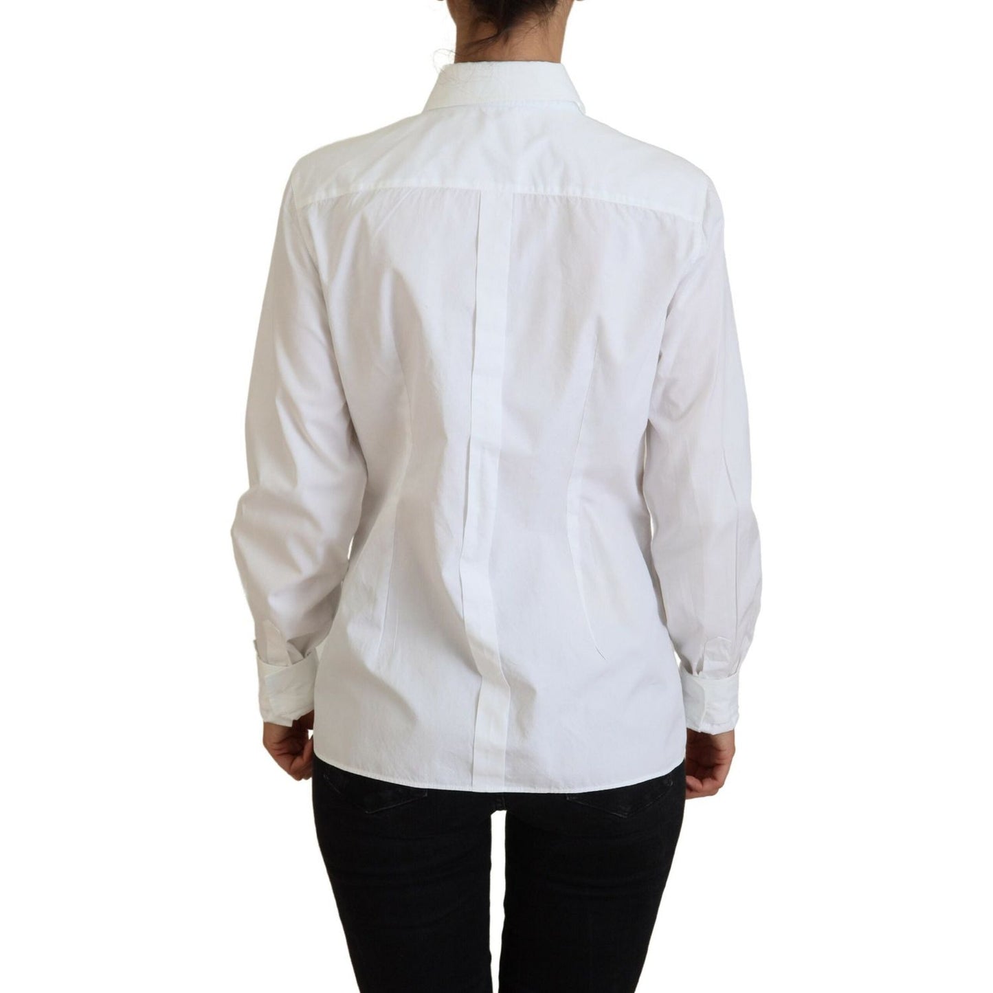 Dolce & Gabbana Elegant White Cotton Button-Up Top Dolce & Gabbana Light Gray