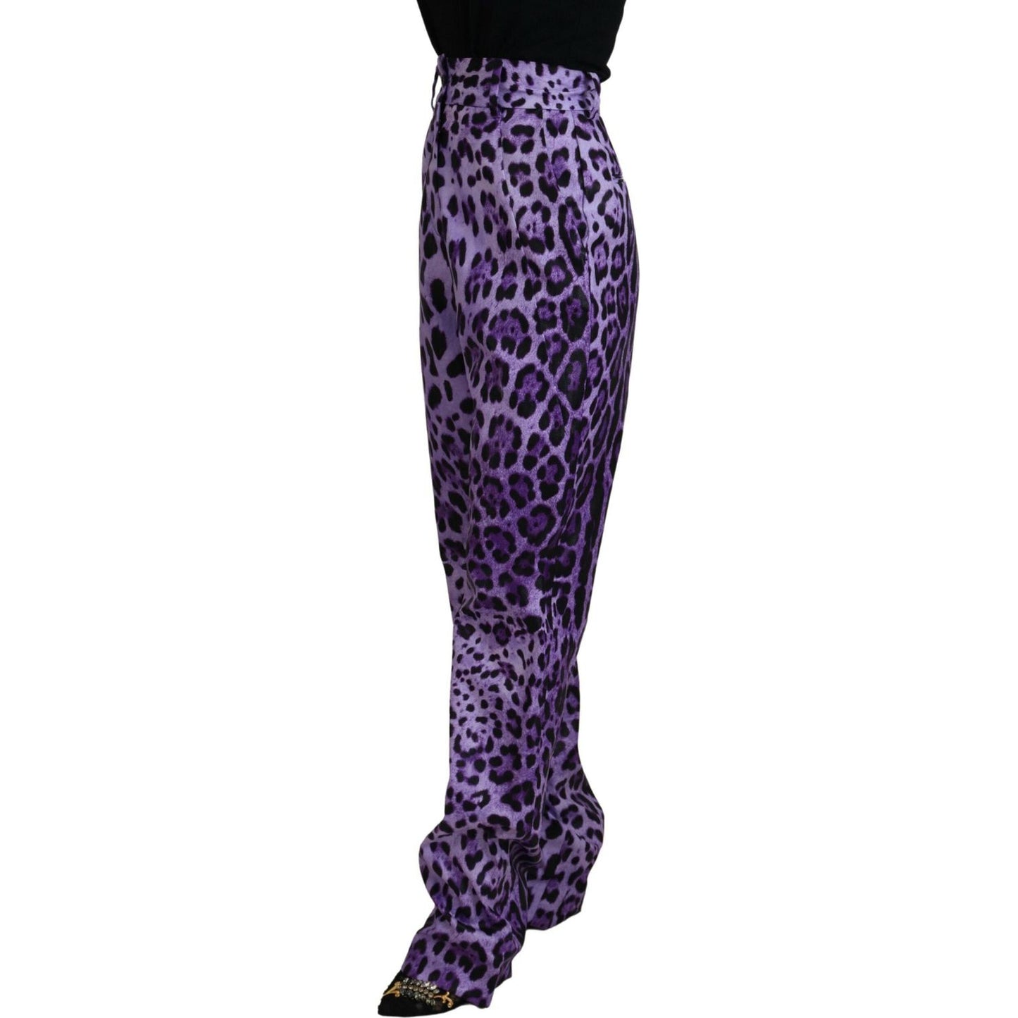 Dolce & Gabbana Elegant High Waist Straight Purple Pants Dolce & Gabbana Dark Slate Gray