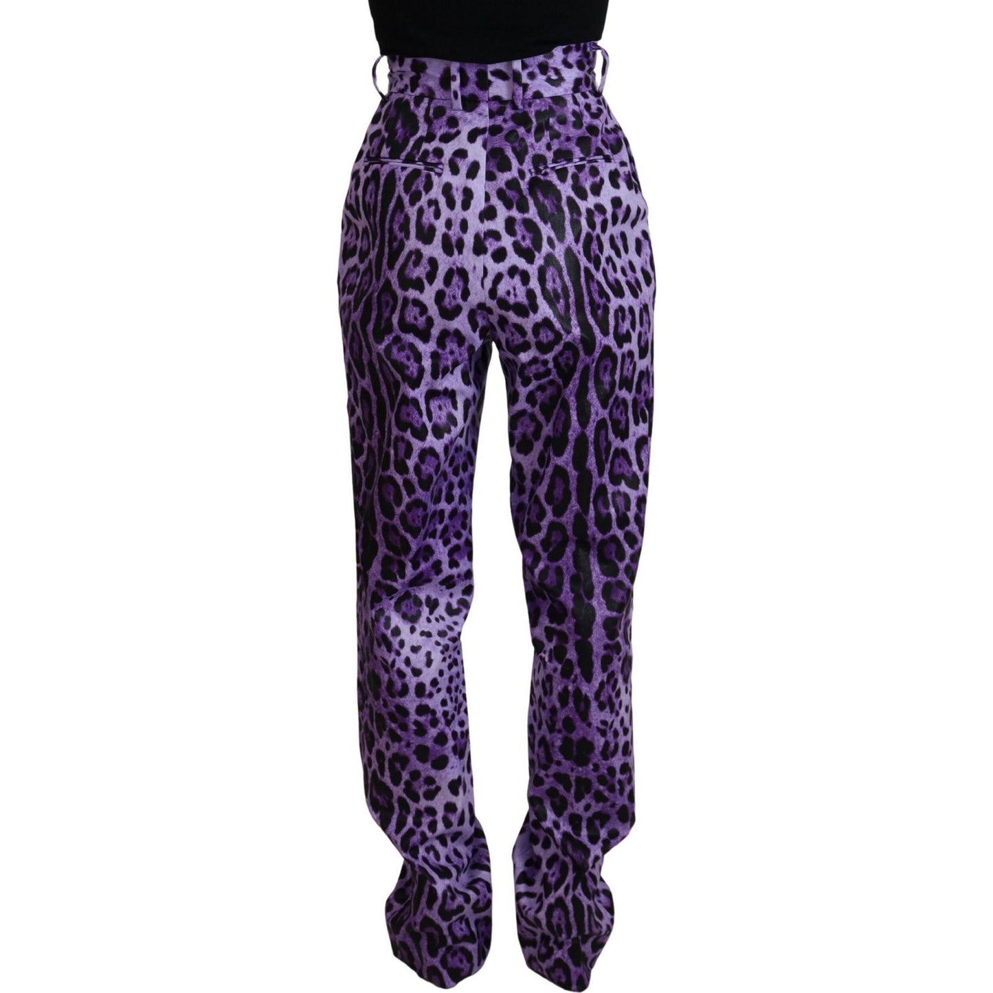 Dolce & Gabbana Elegant High Waist Straight Purple Pants Dolce & Gabbana Dark Slate Gray