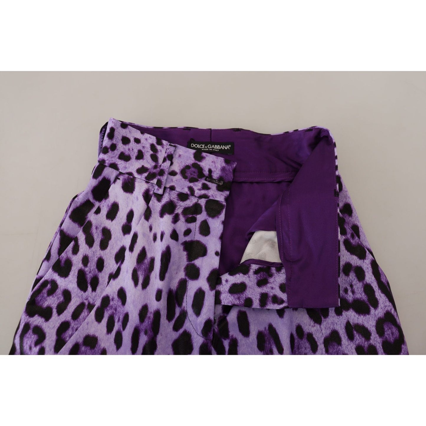Dolce & Gabbana Elegant High Waist Straight Purple Pants Dolce & Gabbana Dark Gray