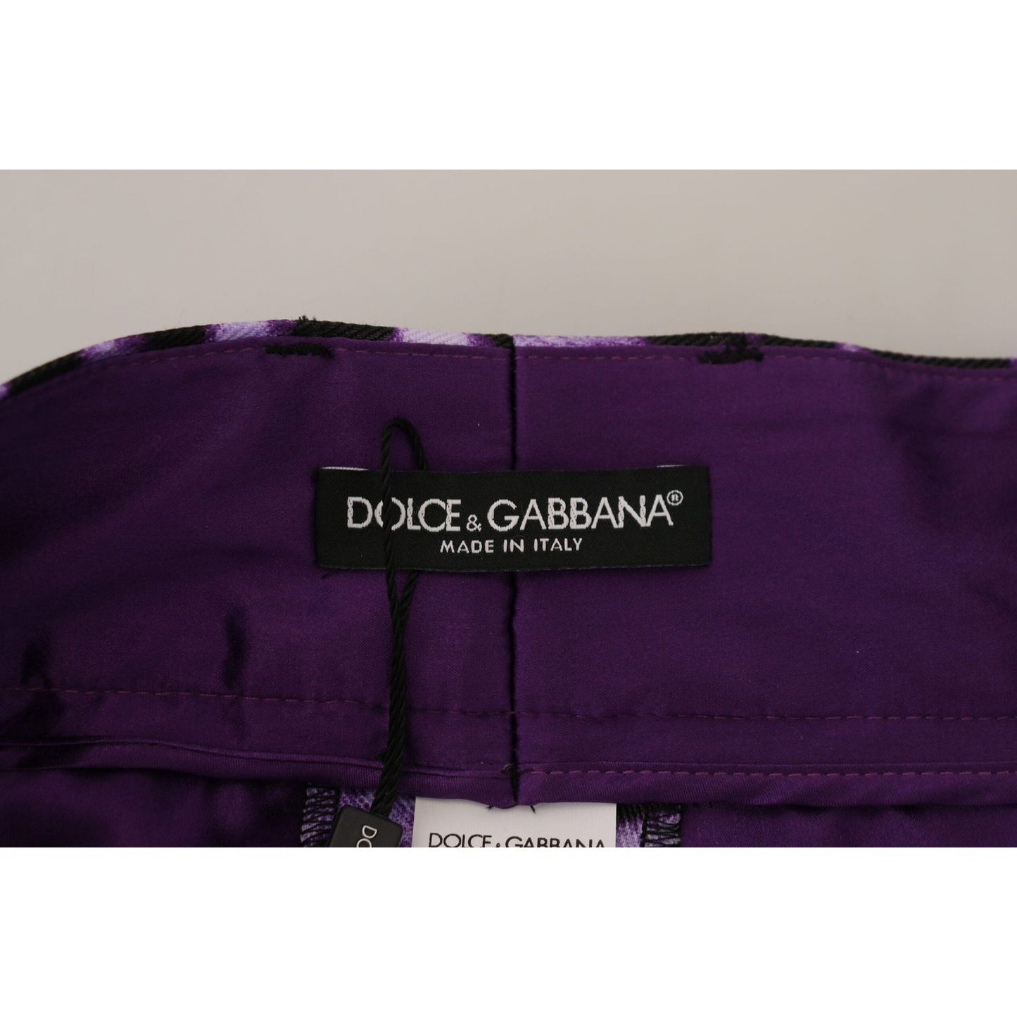 Dolce & Gabbana Elegant High Waist Straight Purple Pants Dolce & Gabbana Gray