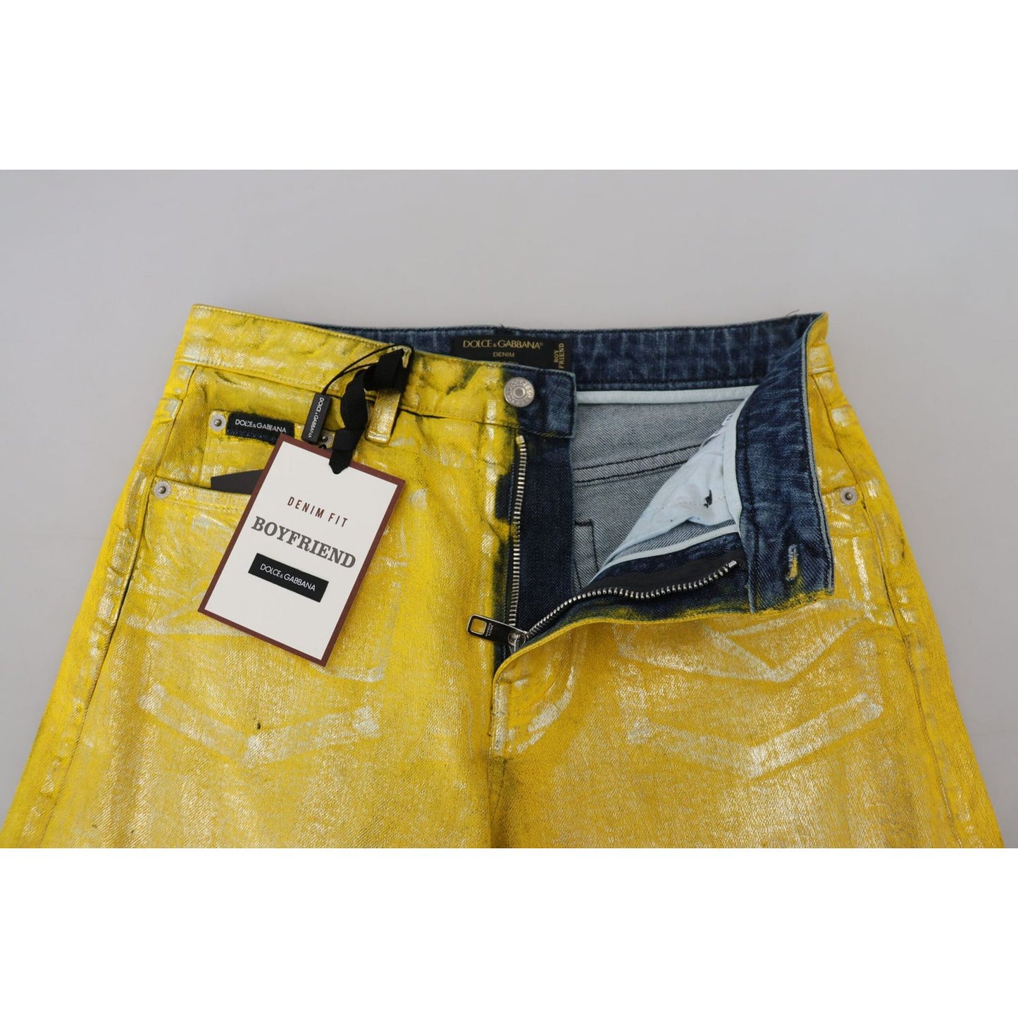 Dolce & Gabbana Chic High Waist Straight Jeans in Vibrant Yellow Dolce & Gabbana Gray