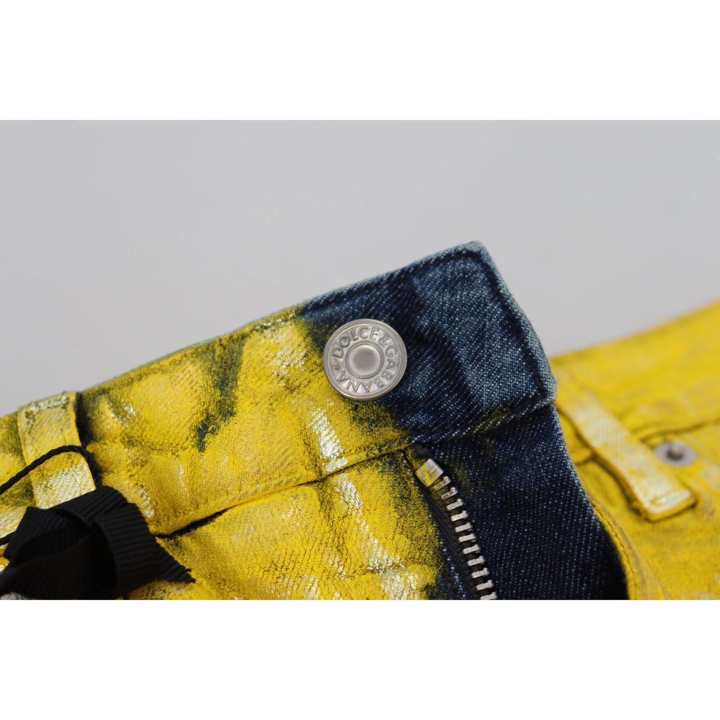 Dolce & Gabbana Chic High Waist Straight Jeans in Vibrant Yellow Dolce & Gabbana Gray