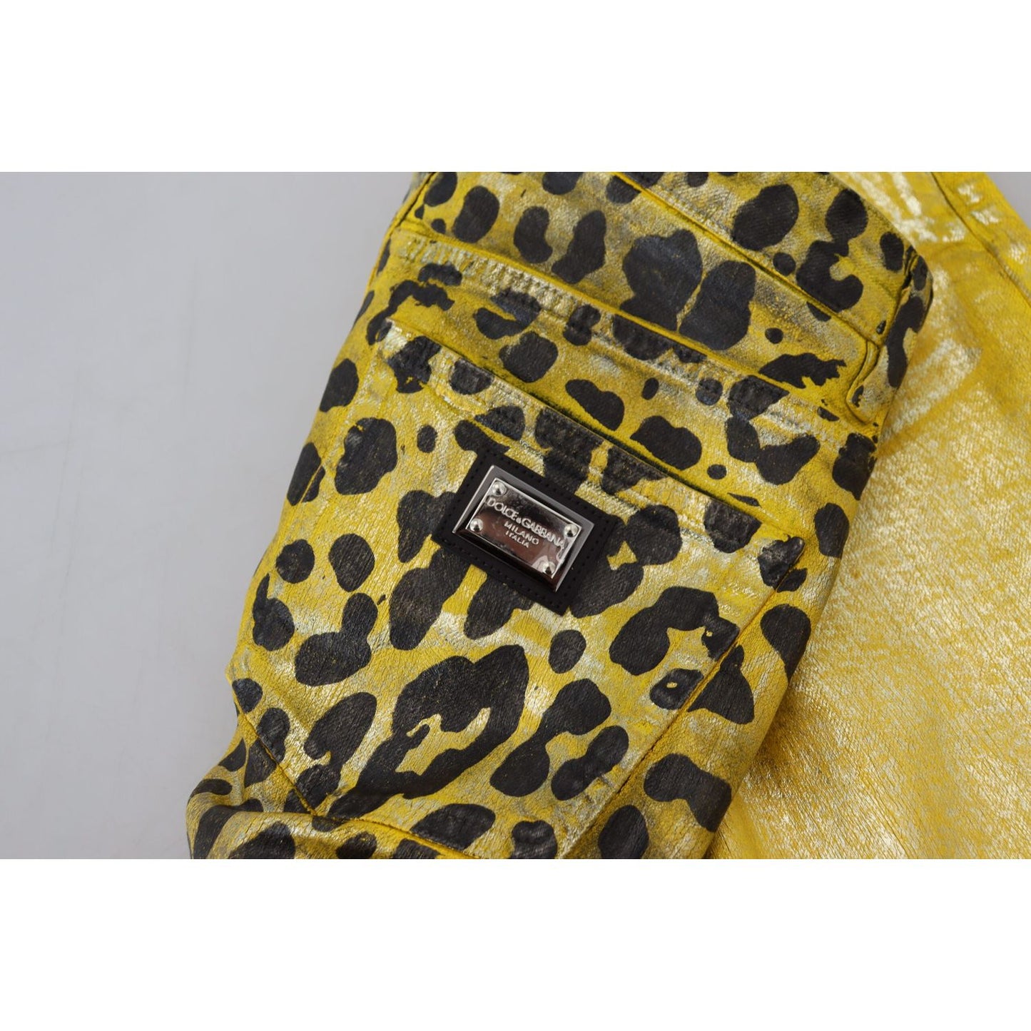 Dolce & Gabbana Chic High Waist Straight Jeans in Vibrant Yellow Dolce & Gabbana Dark Khaki