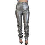 Dolce & Gabbana Elegant High Waist Skinny Pants in Silver Dolce & Gabbana Dim Gray