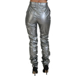 Dolce & Gabbana Elegant High Waist Skinny Pants in Silver Dolce & Gabbana Dim Gray