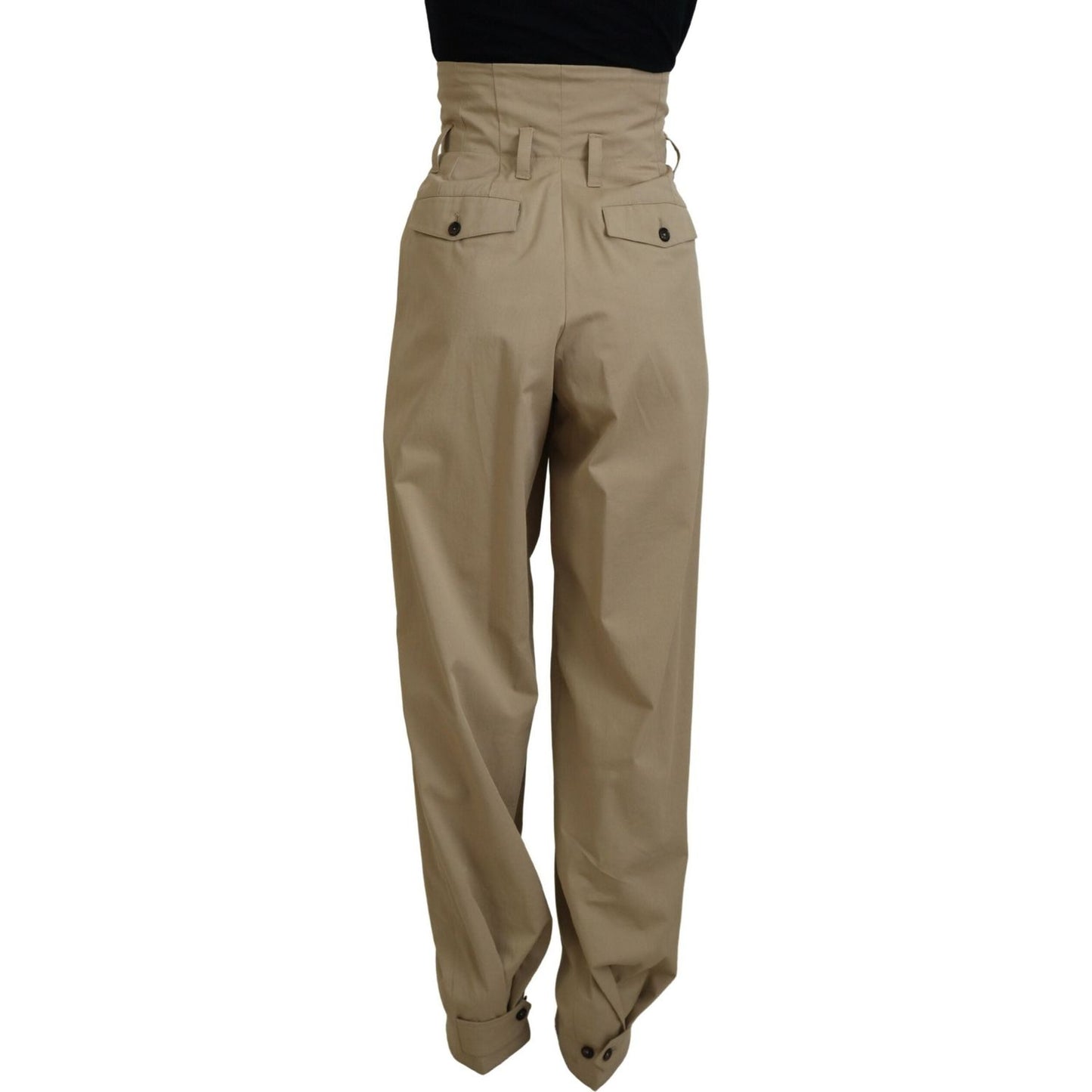 Dolce & Gabbana Elegant High Waist Tapered Trousers Dolce & Gabbana Dim Gray