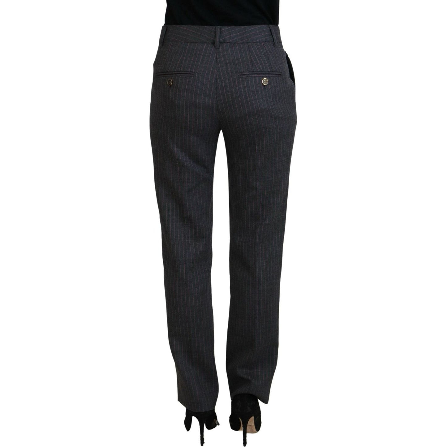 Dolce & Gabbana Elegant Gray Striped Tapered Pants Dolce & Gabbana Dark Slate Gray