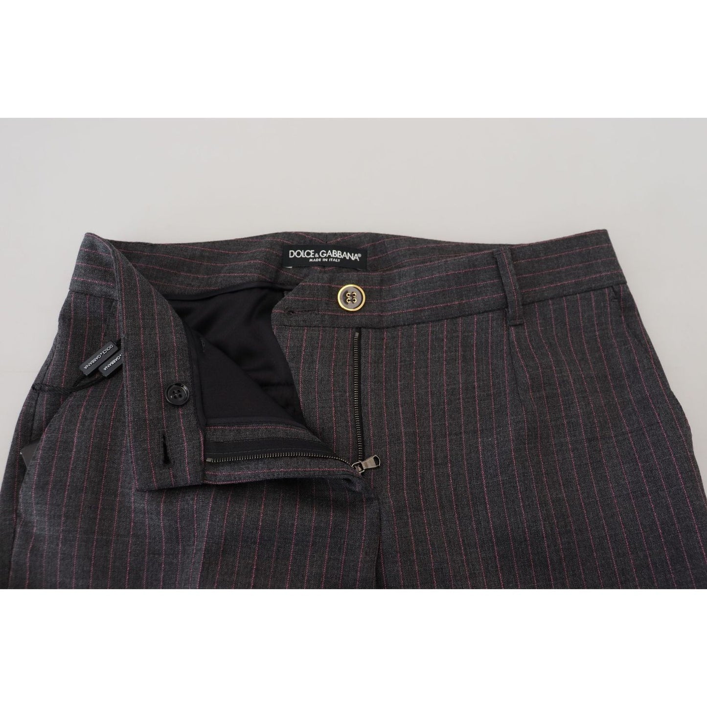 Dolce & Gabbana Elegant Gray Striped Tapered Pants Dolce & Gabbana Light Gray