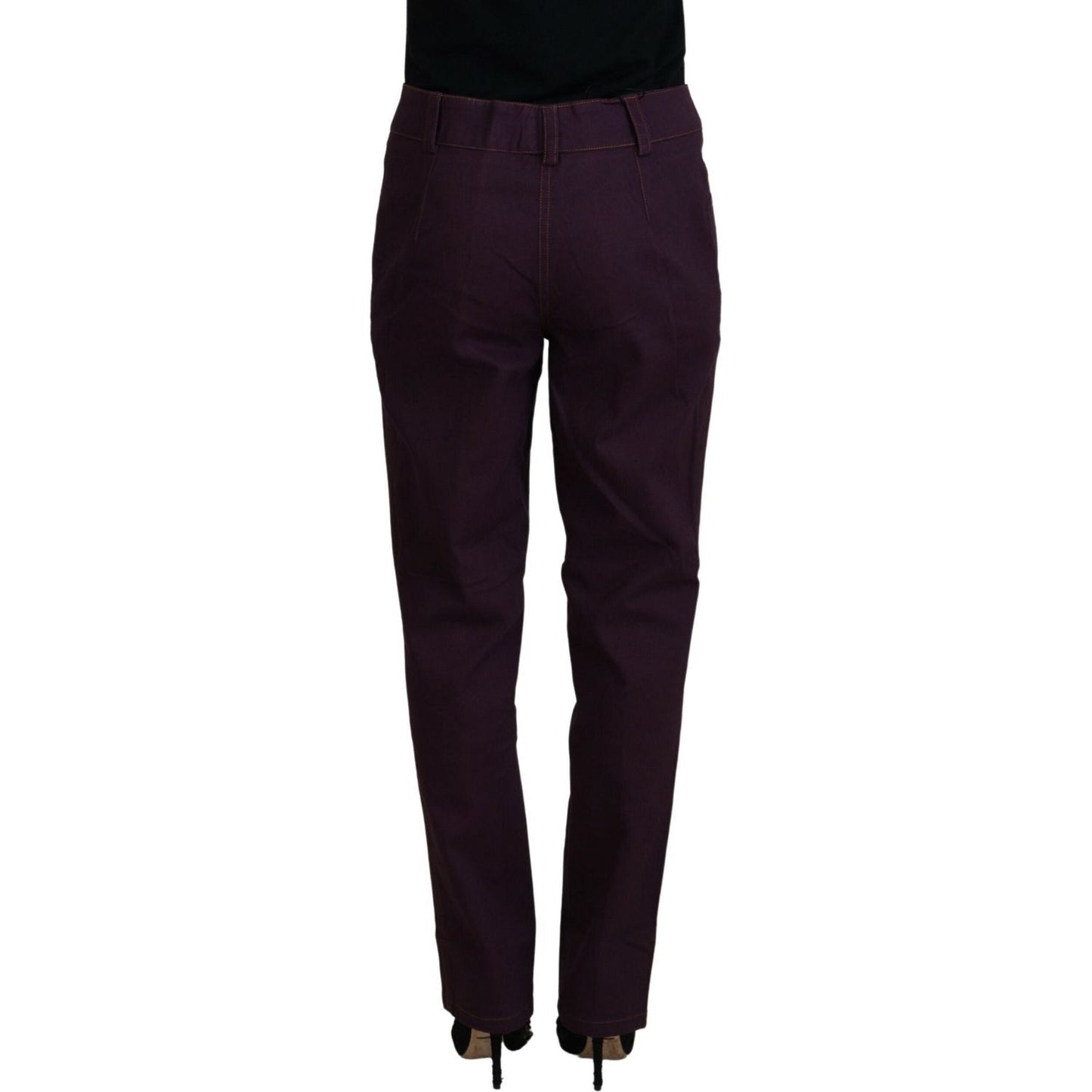 BENCIVENGA Elegant Tapered Purple Cotton Pants BENCIVENGA Black